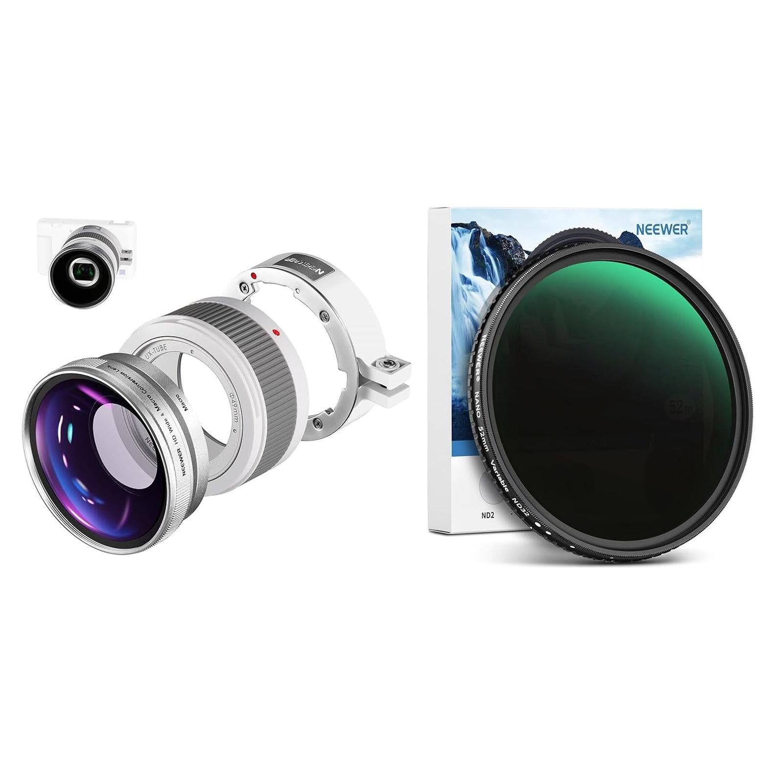Lente Gran Angular NEEWER 18mm y Filtro ND Variable 52mm