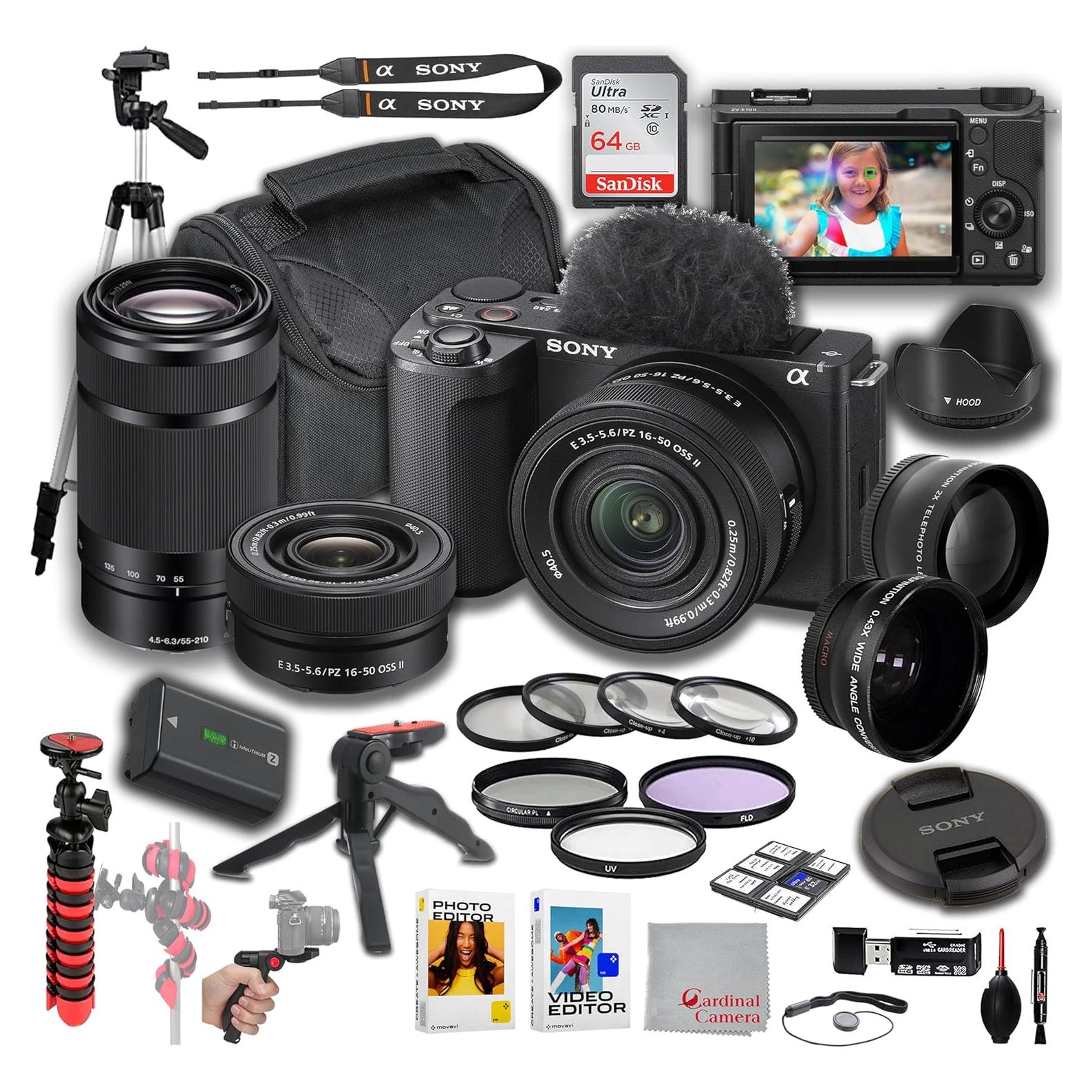 Cámara Sony ZV-E10 II + Lentes 16-50mm y 55-210mm + Accesorios