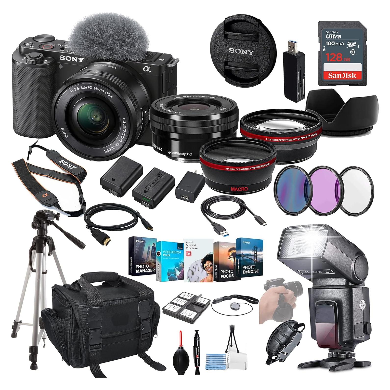 Cámara Sin Espejo Sony ZV-E10 con Lente 16-50mm y Accesorios