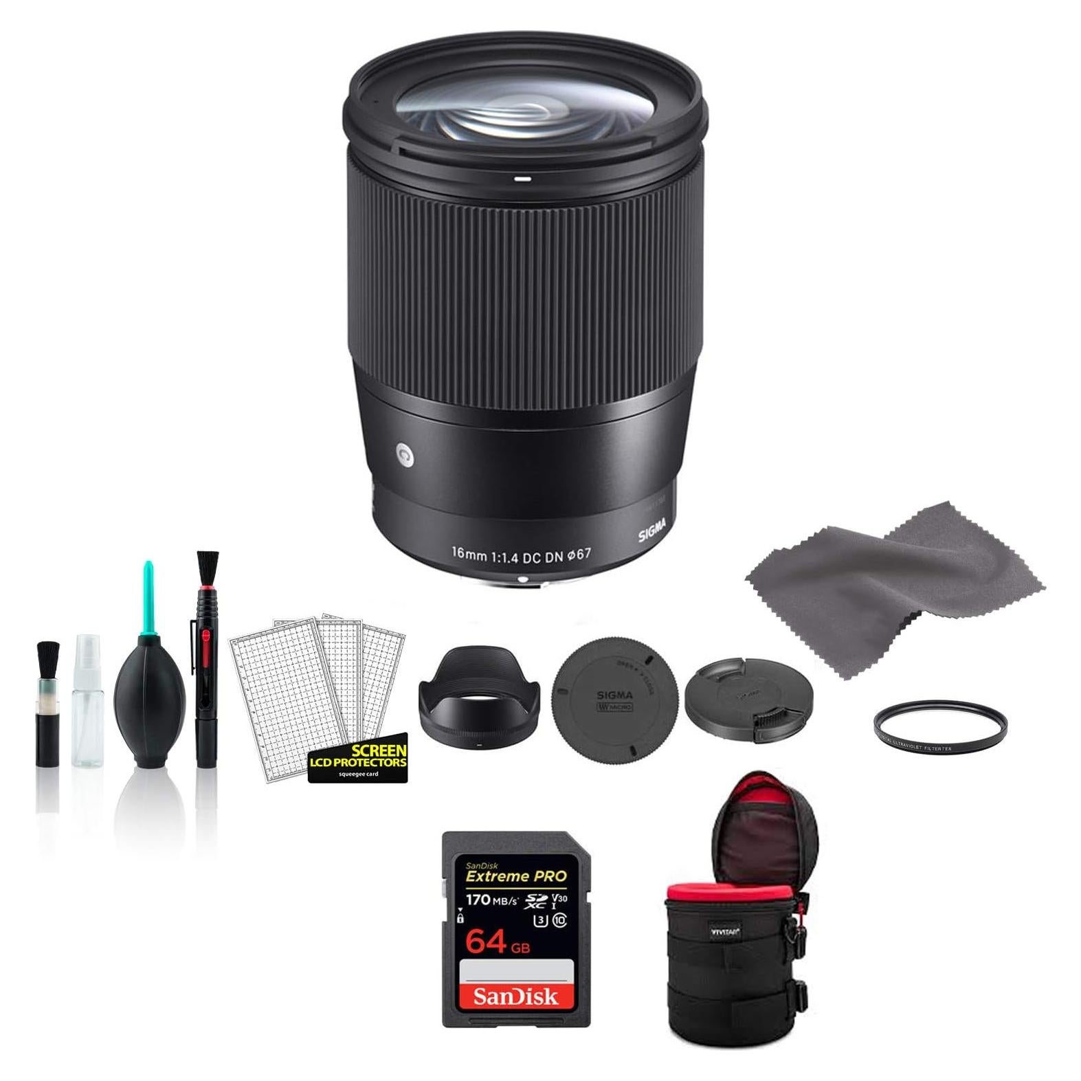 Lente Sigma 16mm f/1.4 DC DN Contemporáneo + Filtro UV 67mm