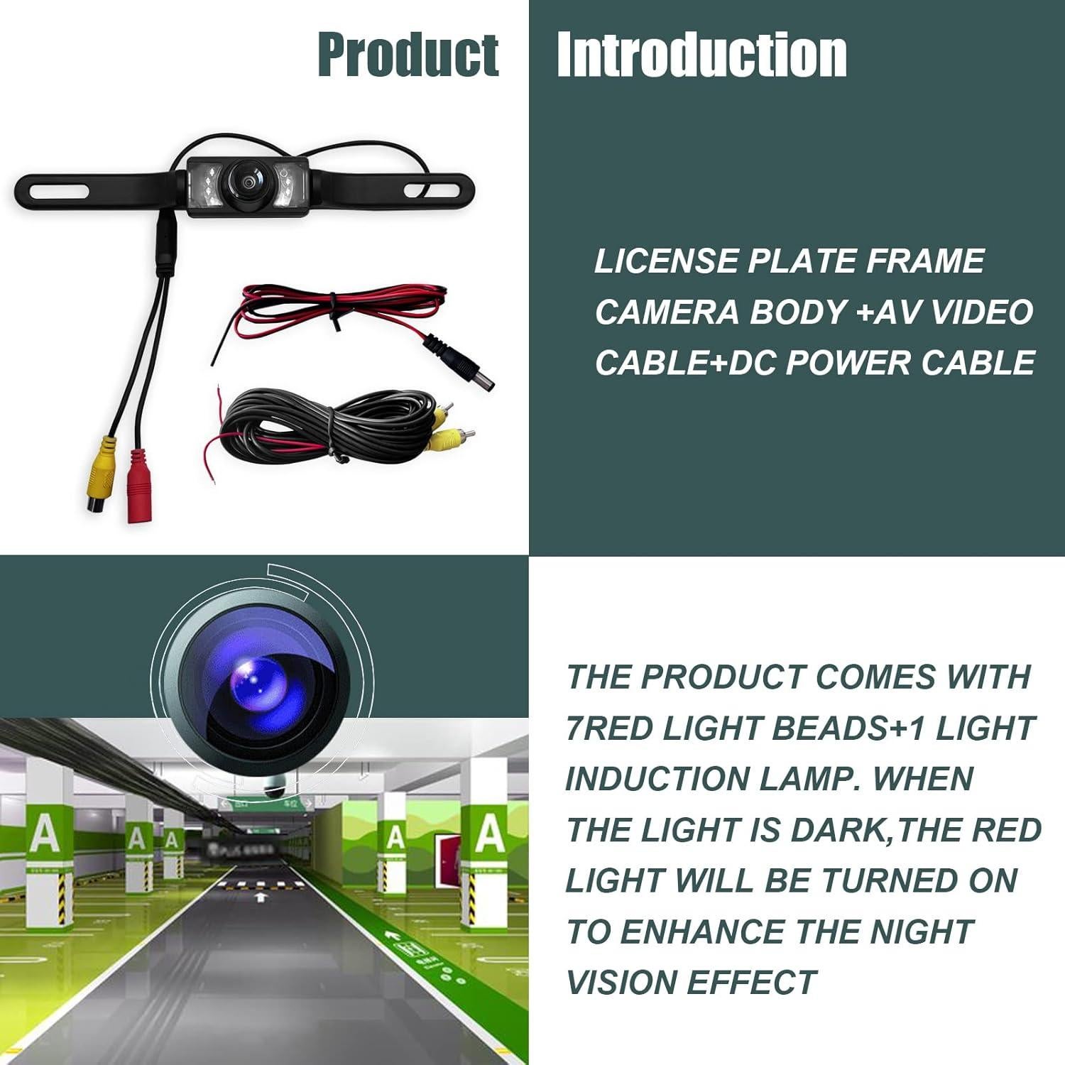 Cámara de Reversa Vrasly HD Impermeable con Visión Nocturna