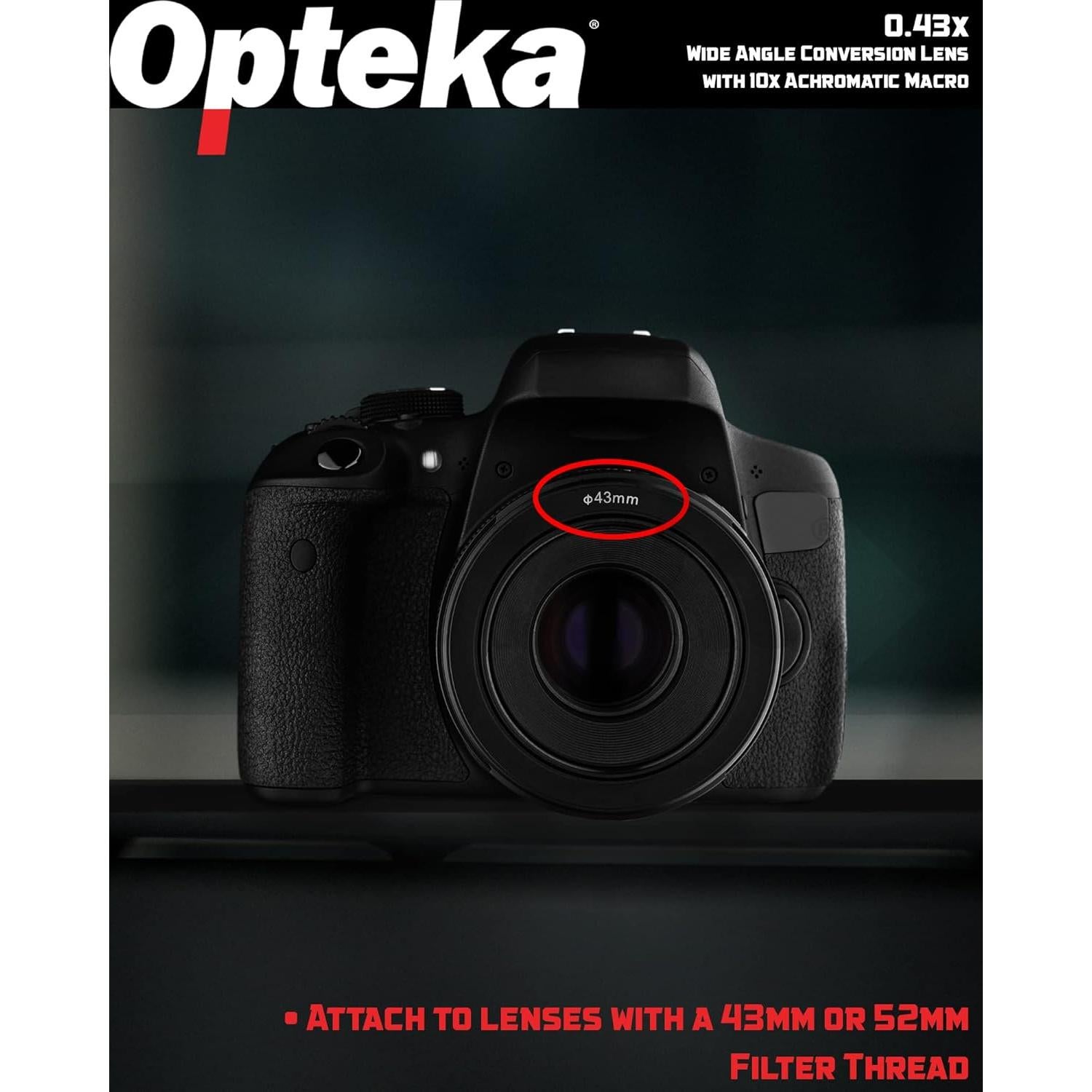 Lente Gran Angular 0.43x Opteka para Cámaras 43mm/52mm