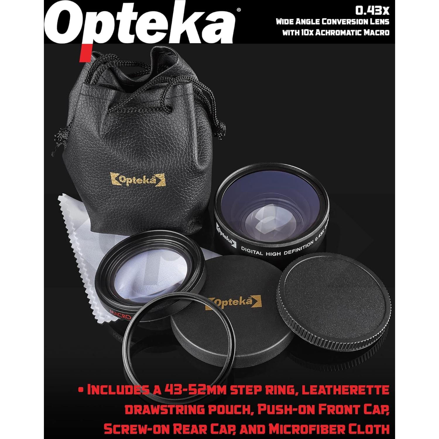 Lente Gran Angular 0.43x Opteka para Cámaras 43mm/52mm