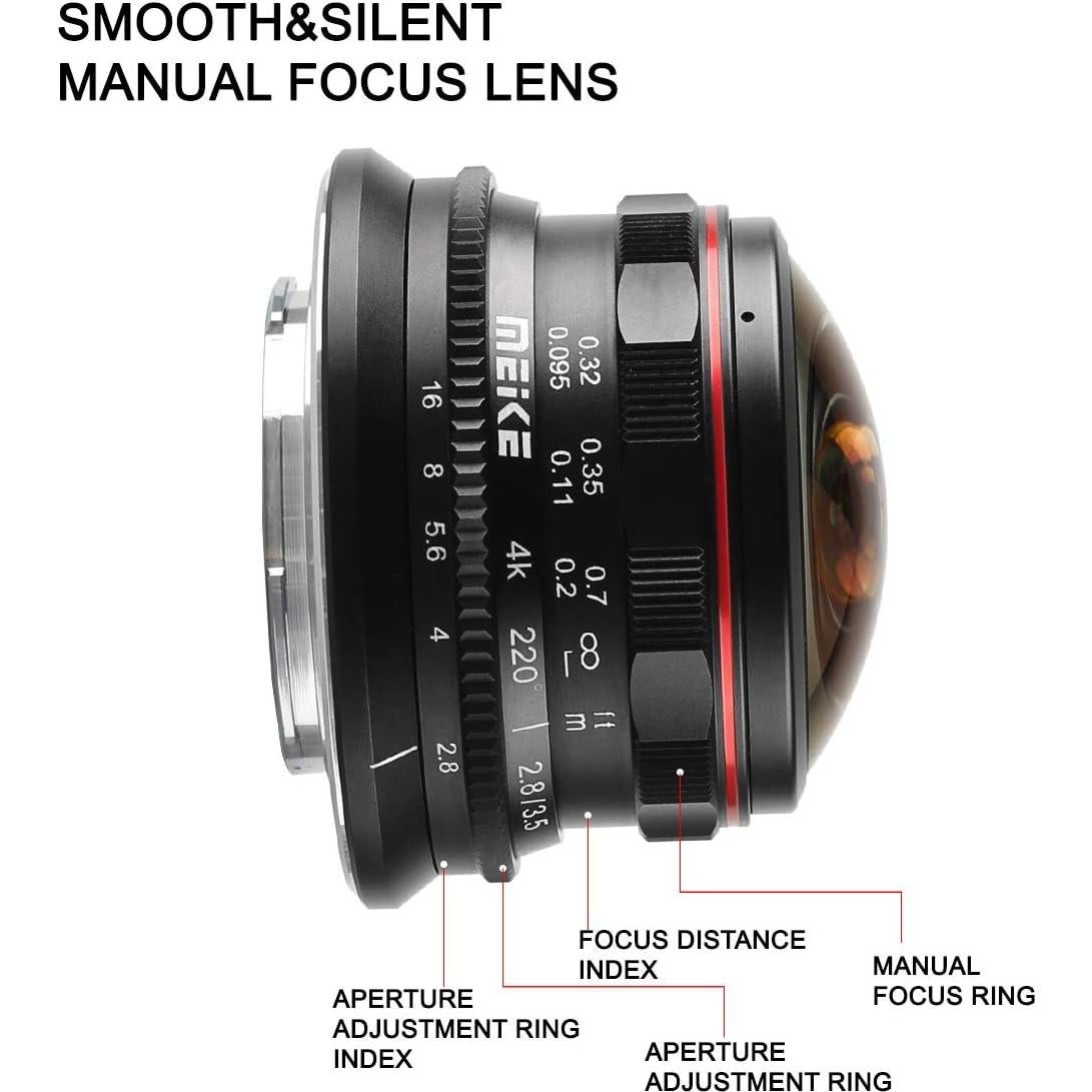 Lente Fisheye Meike 3.5mm f/2.8 Ultra Gran Angular 220°