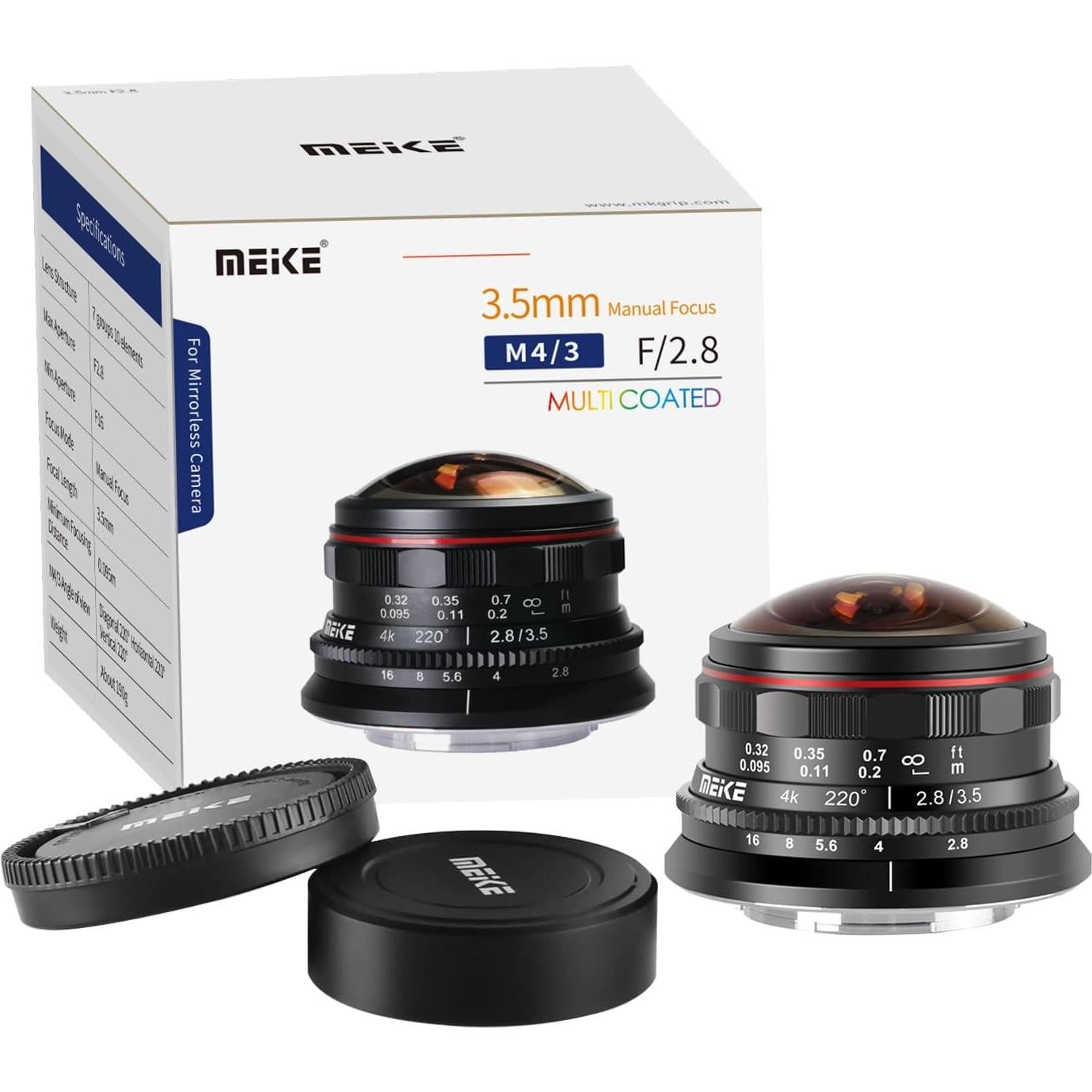 Lente Fisheye Meike 3.5mm f/2.8 Ultra Gran Angular 220°