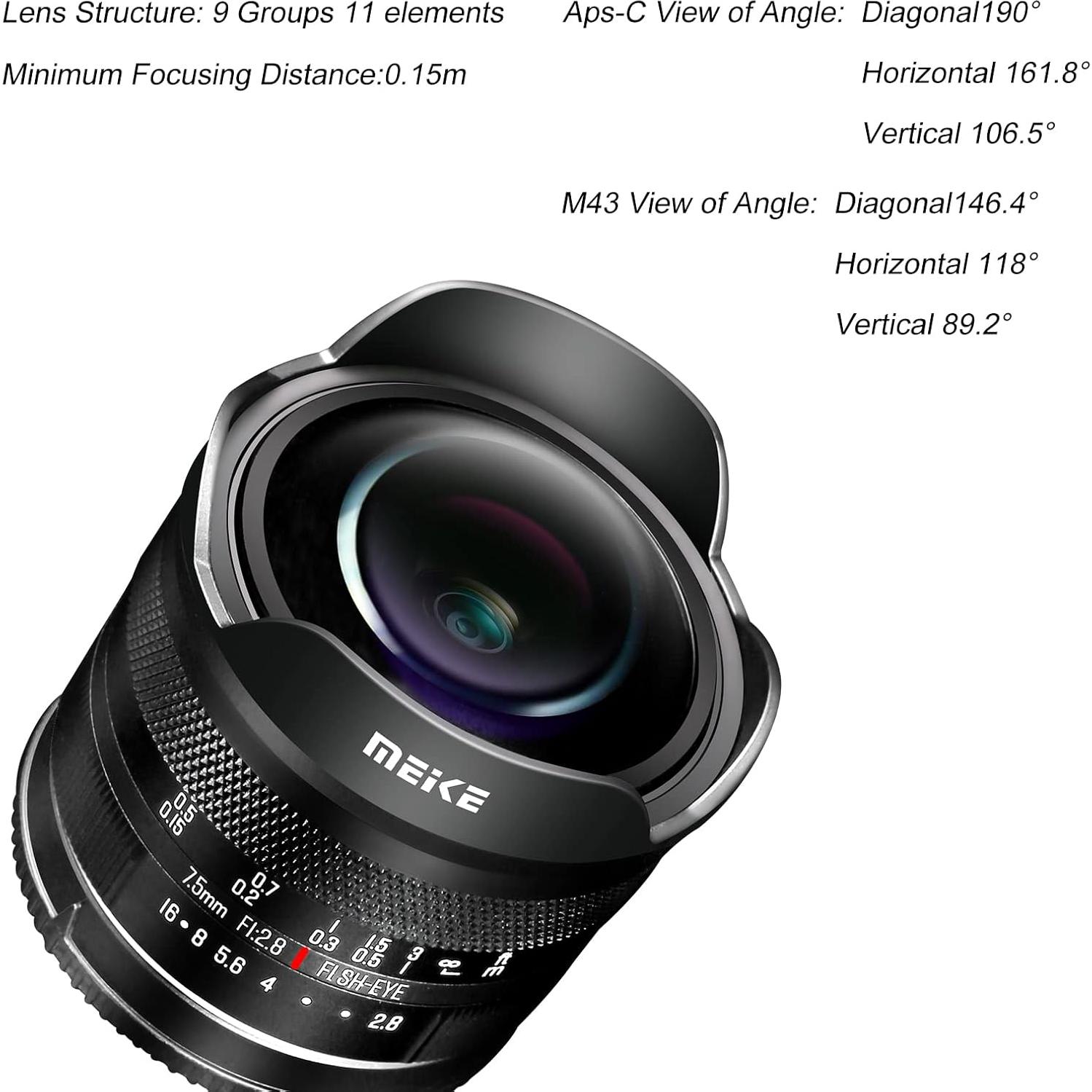 Lente Fisheye 7.5mm f2.8 Meike para Fujifilm X-Montura