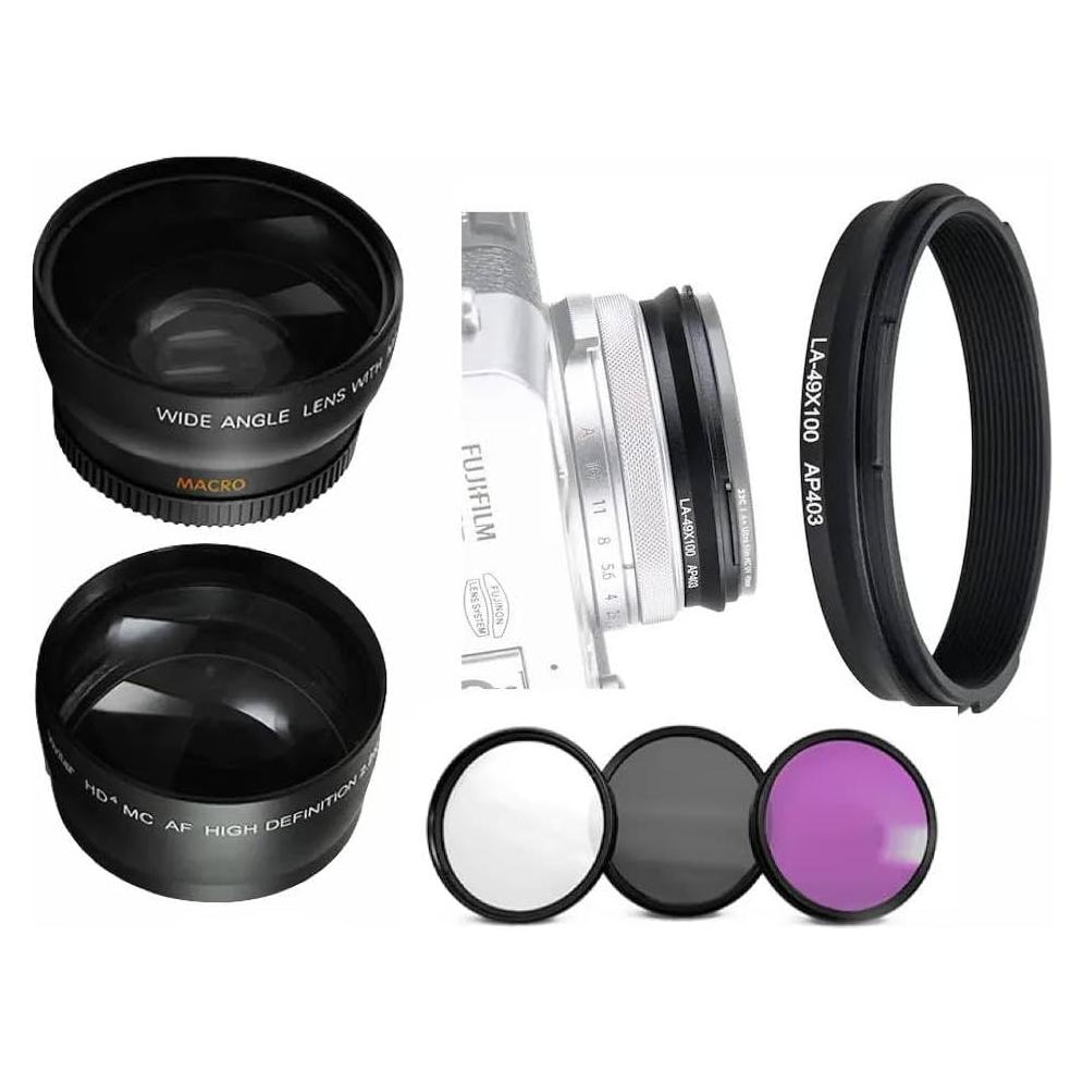 Lente Gran Angular y Macro 49mm 2 en 1 OPTURA HD para Fujifilm