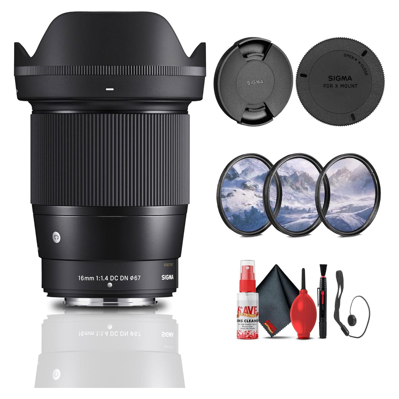 Lente Sigma 16mm f/1.4 DC DN para FujiFilm X - Kit Completo