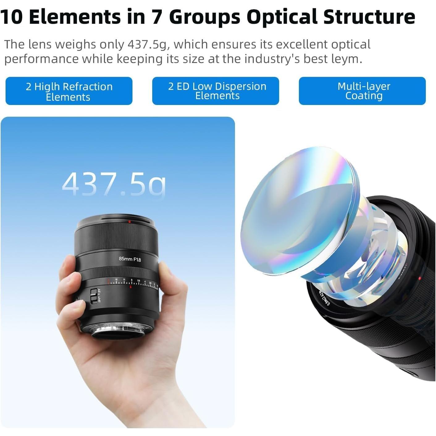 Lente de Retrato 7artisans 85mm F1.8 AF para Montura L