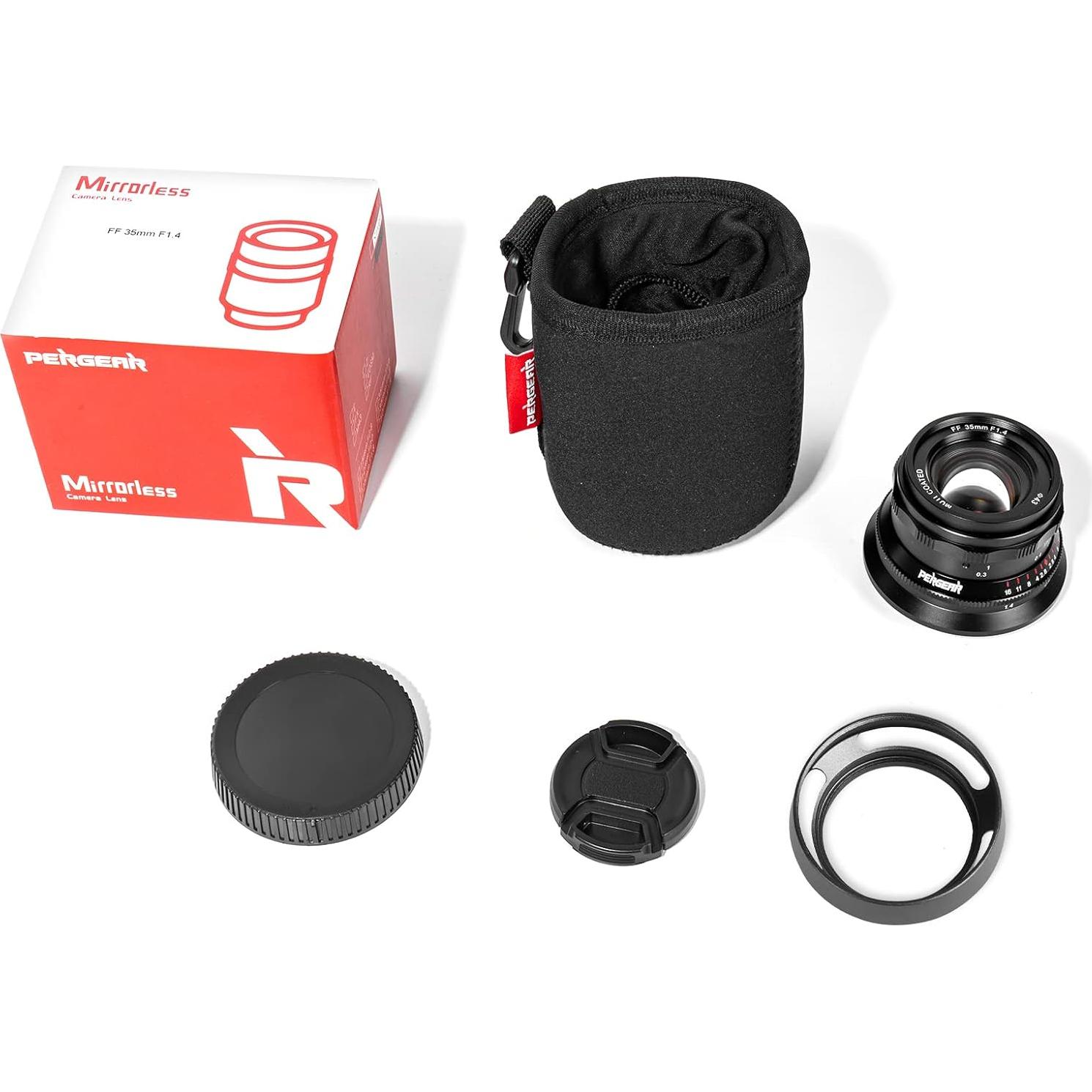 Lente Manual PERGEAR 35mm F1.4 para Cámaras Sony E-Mount