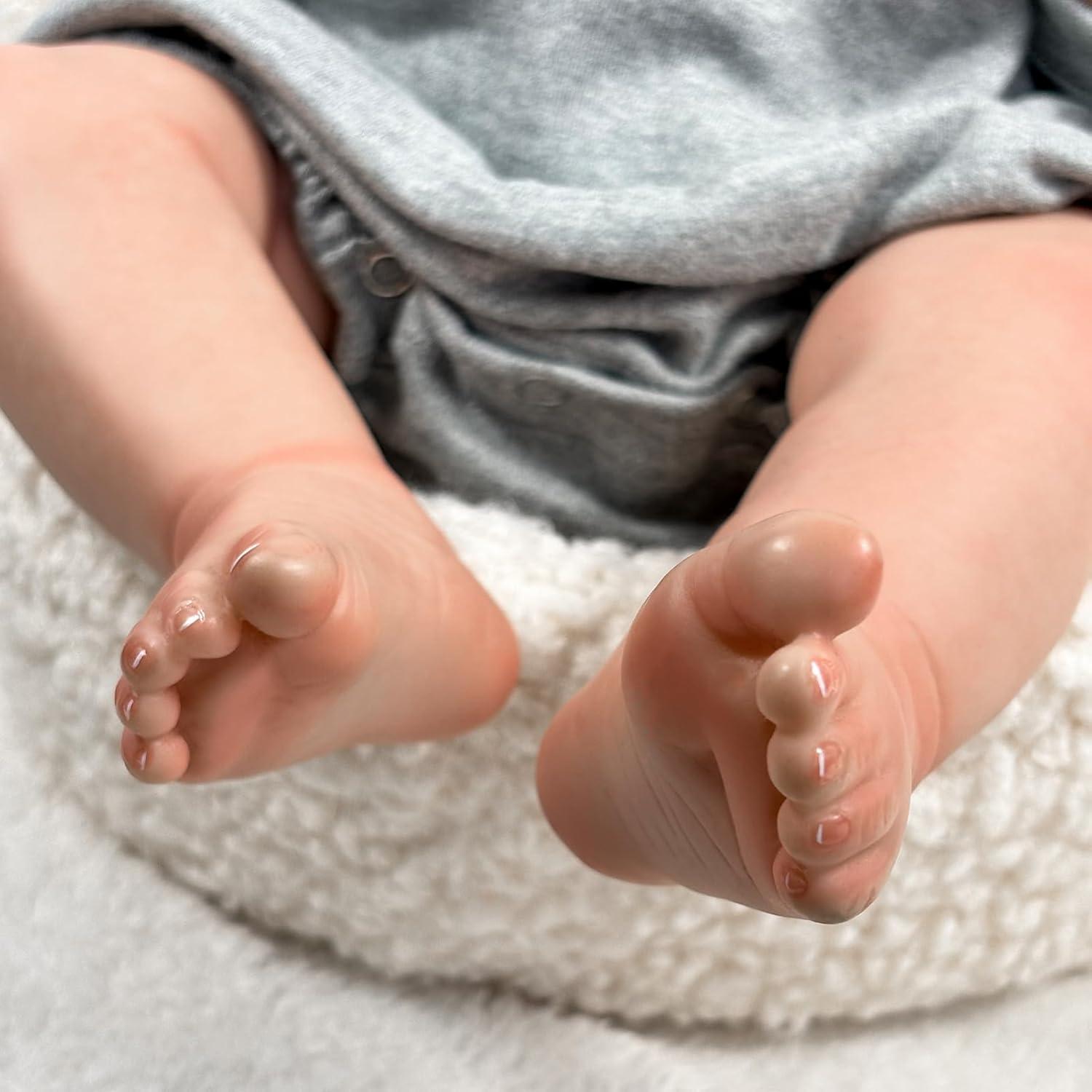 Muñeca de bebé renacida JURONG 22 pulgadas con mono gris