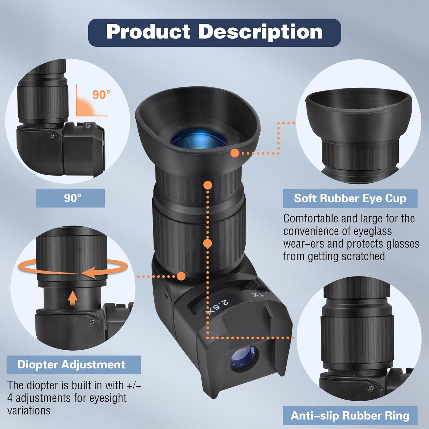 Buscador de Ángulo Recto Tydeux 360° con Magnificación 1X/2.5X