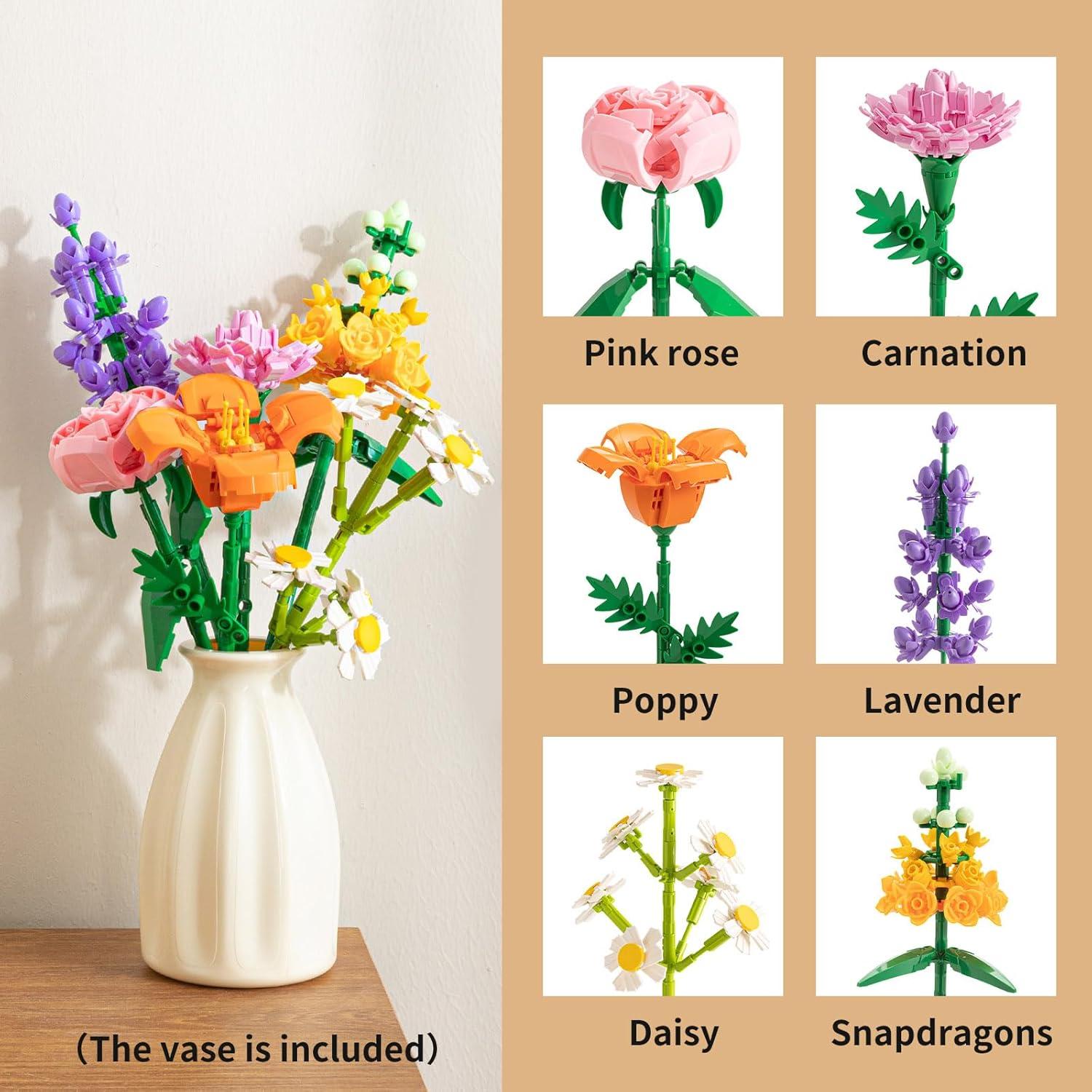 Juego de Bloques de Construcción Qesfir - Ramo de Flores DIY