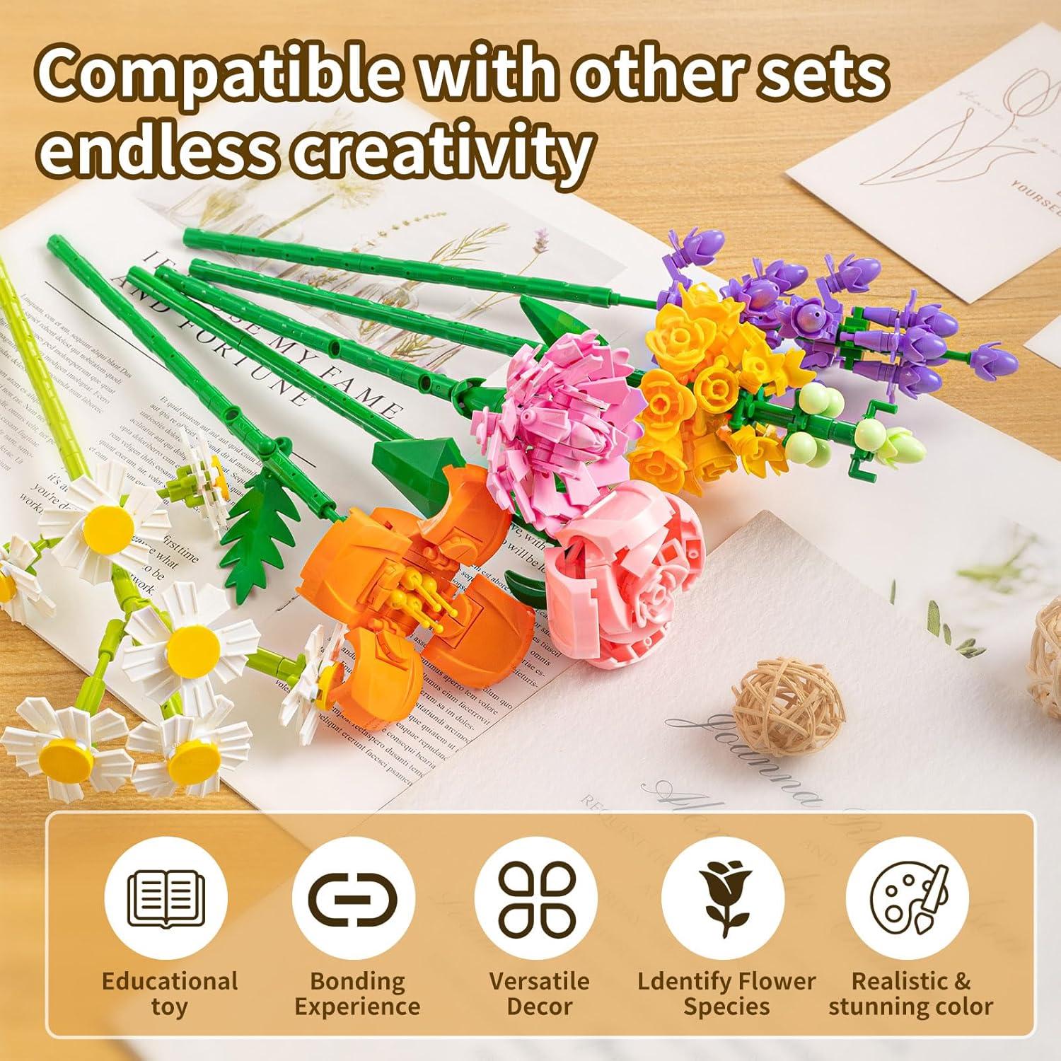 Juego de Bloques de Construcción Qesfir - Ramo de Flores DIY