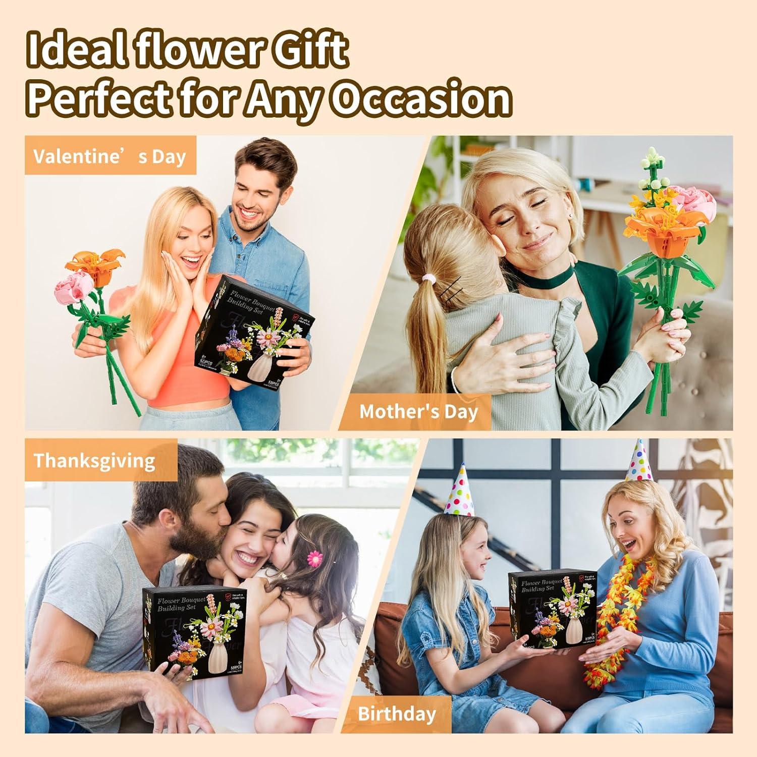 Juego de Bloques de Construcción Qesfir - Ramo de Flores DIY