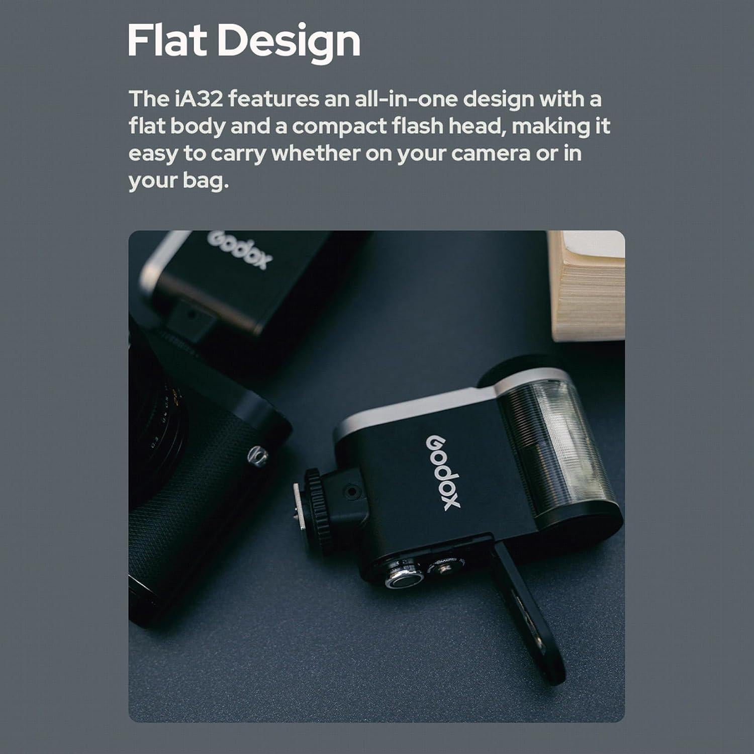 Flash Godox iA32 Mini para Cámara - GN15, 8 Niveles Potencia