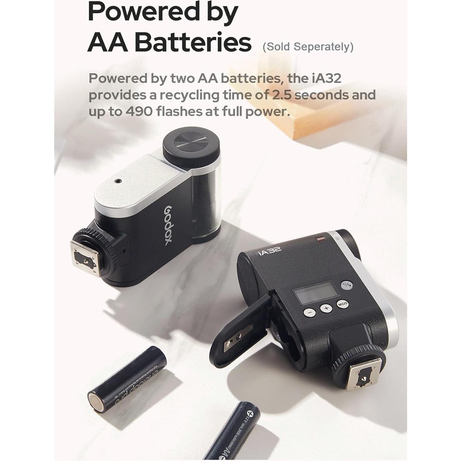 Flash Godox iA32 Mini para Cámara - GN15, 8 Niveles Potencia