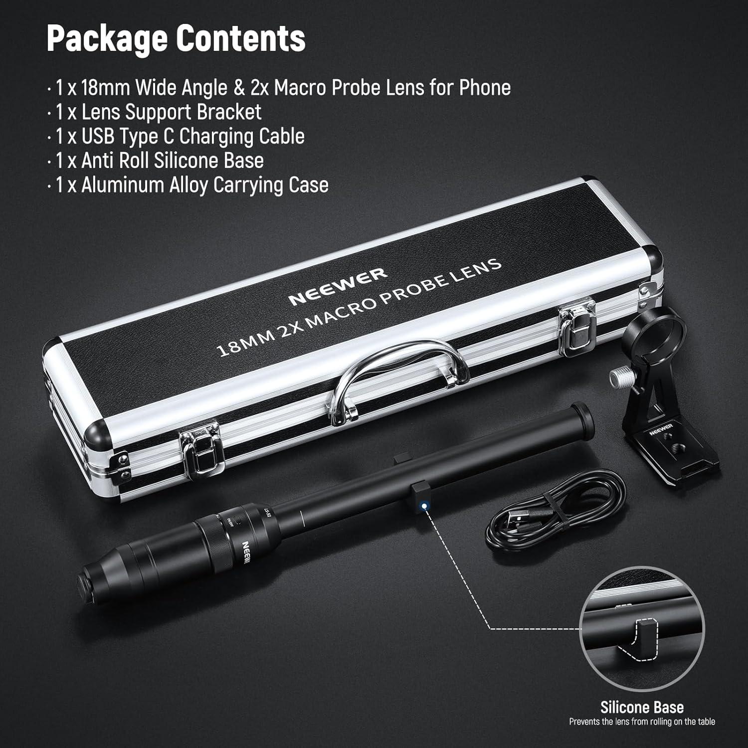 Lente Macro Probe NEEWER 18mm 2X para Teléfono Móvil
