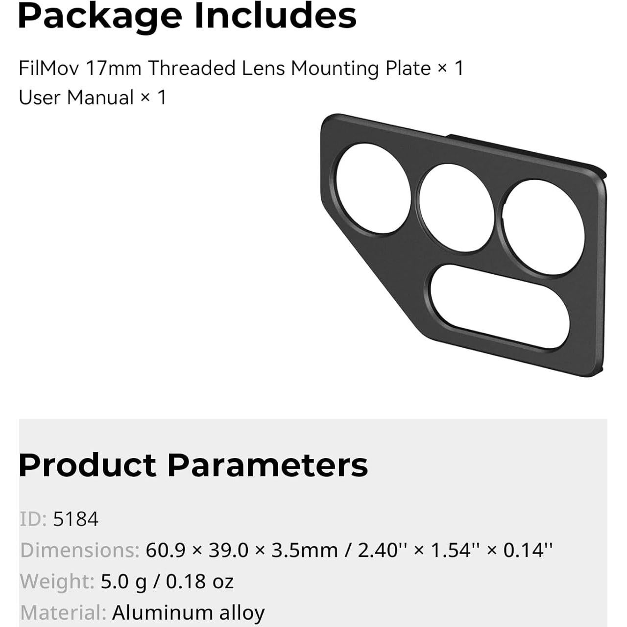 Placa de Montaje Lente Rosca 17mm SmallRig 5184 para S25 Ultra
