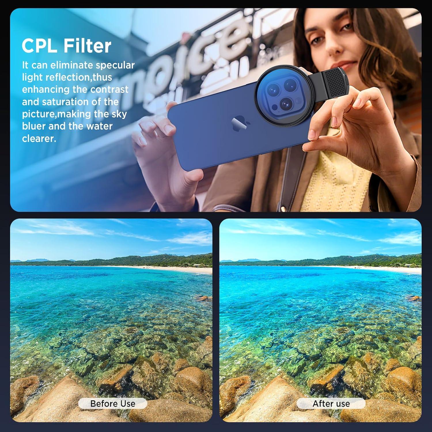 Filtro Polarizador Circular 52mm ALILUSSO para Smartphones