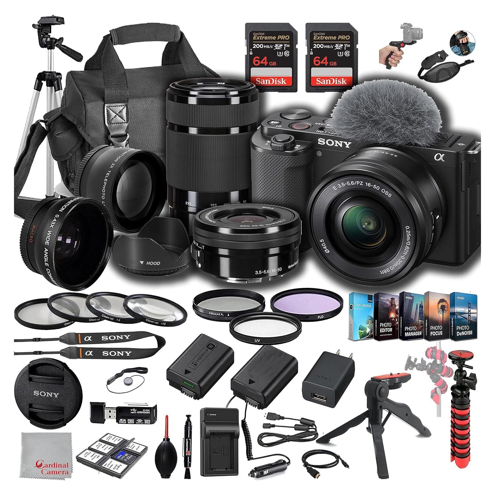 Cámara Sin Espejo Sony ZV-E10 con Lentes 16-50mm y 55-210mm