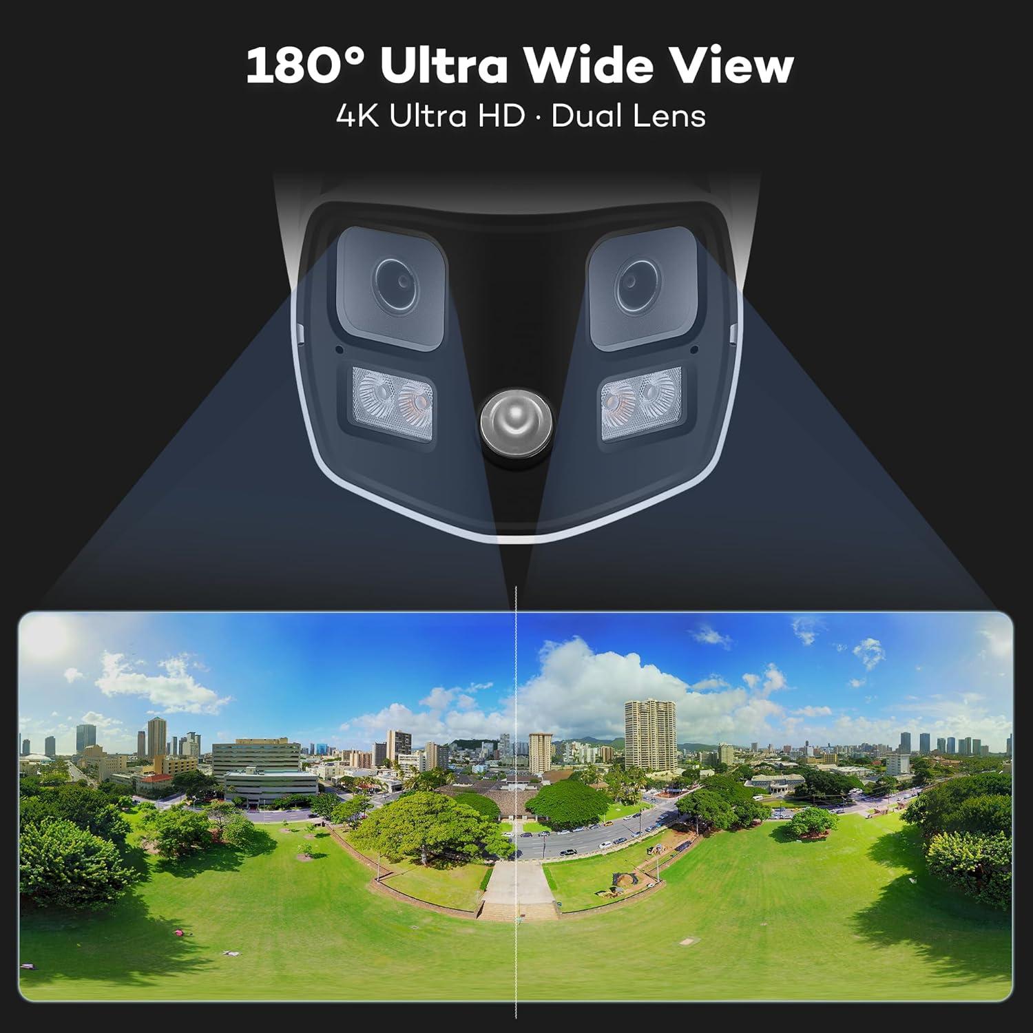 Cámara de Seguridad IP PoE ONWOTE 4K 8MP Doble Lente 180°