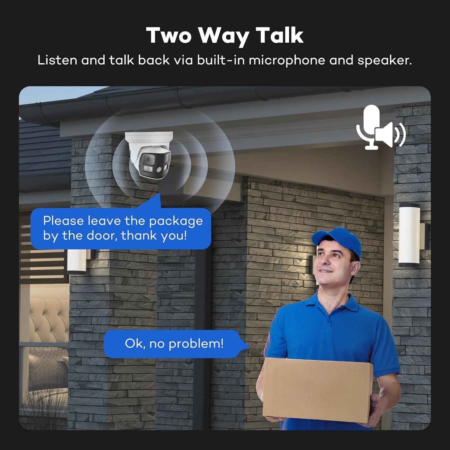 Cámara de Seguridad IP PoE ONWOTE 4K 8MP Doble Lente 180°