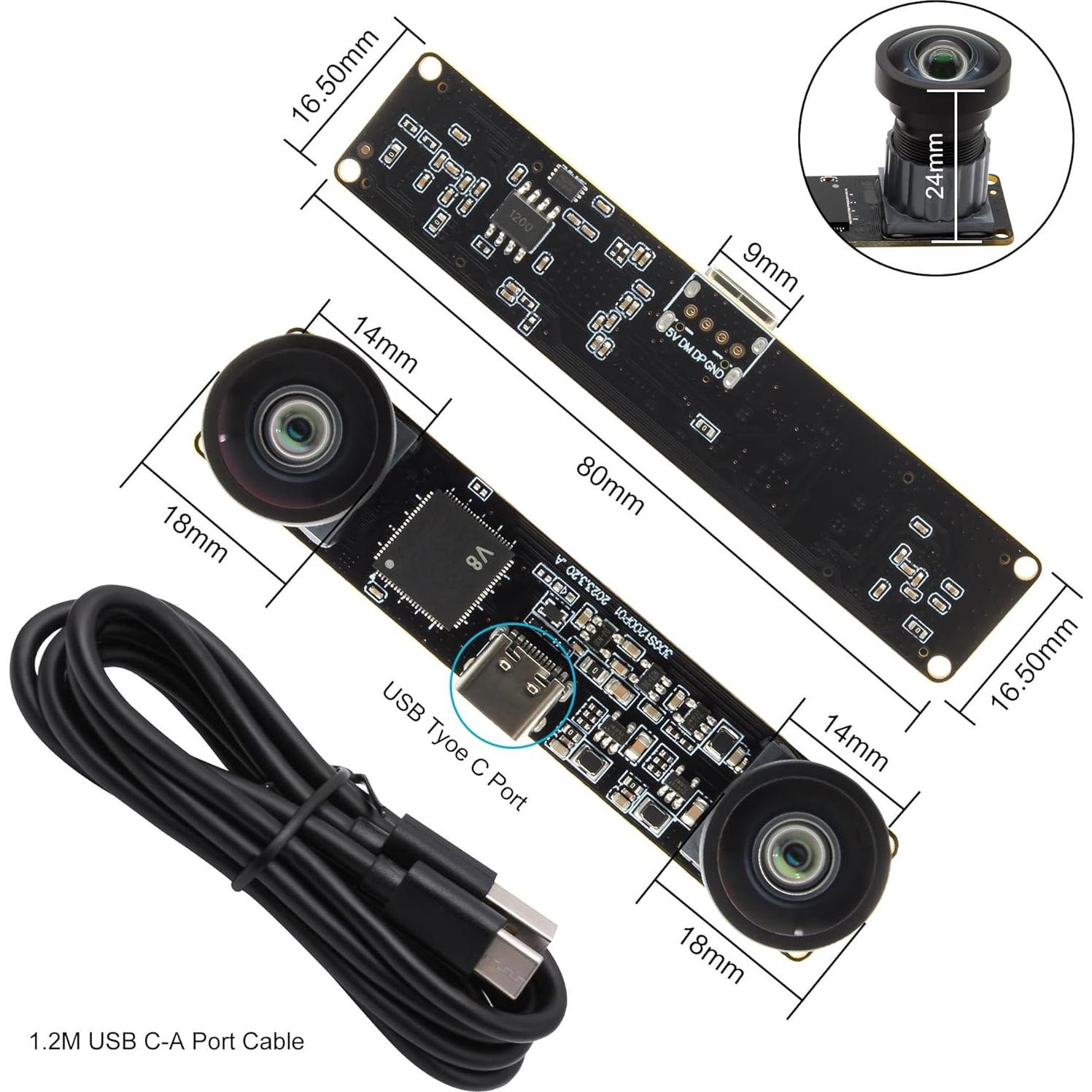 Cámara USB SVPRO 1200P 60fps con obturador global y lente M12