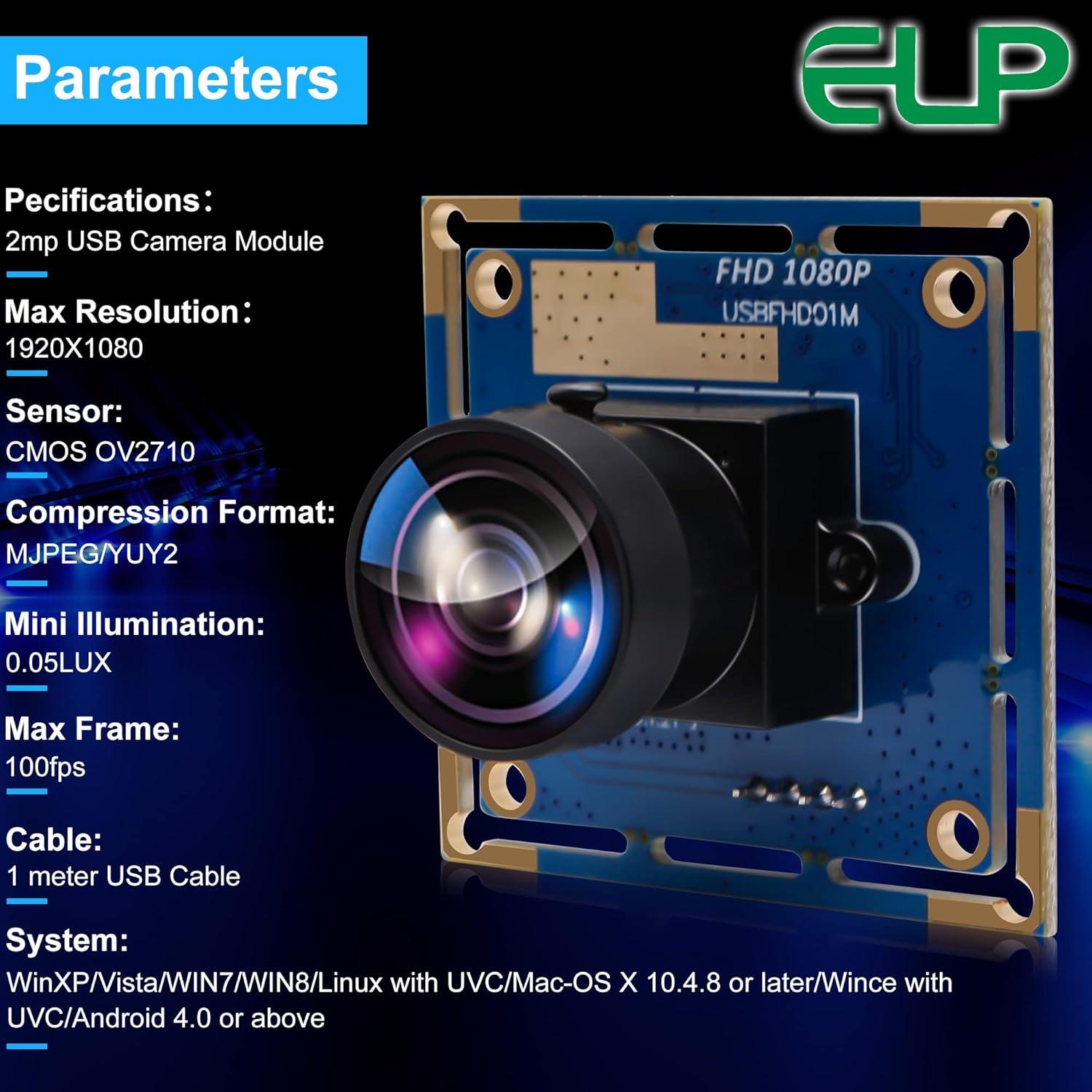 Cámara USB 2MP HD 1080p Ailipu Lente Ojo de Pez 170°