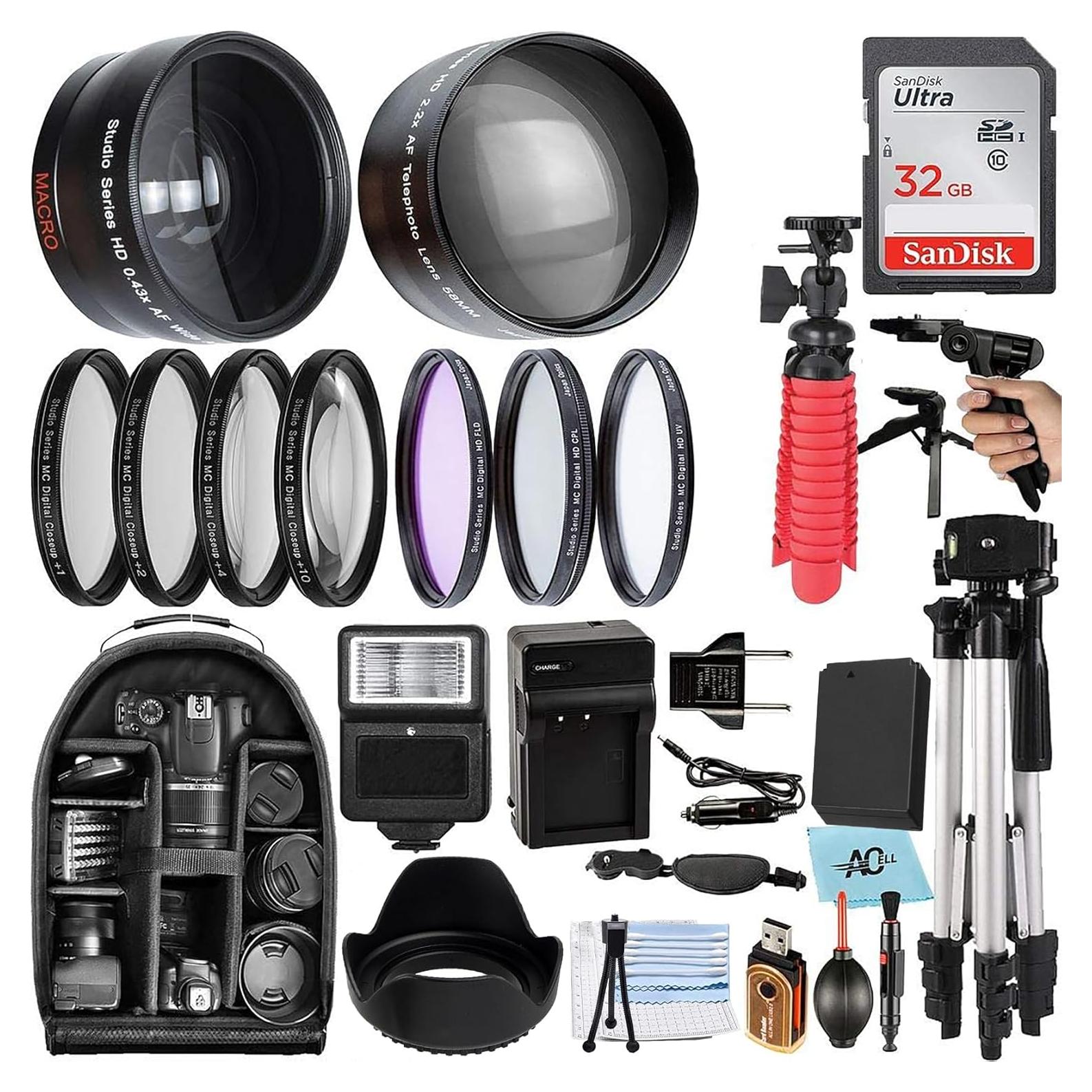 Kit de Accesorios 58mm A-Cell para Canon EOS T7, T6, T5, T3