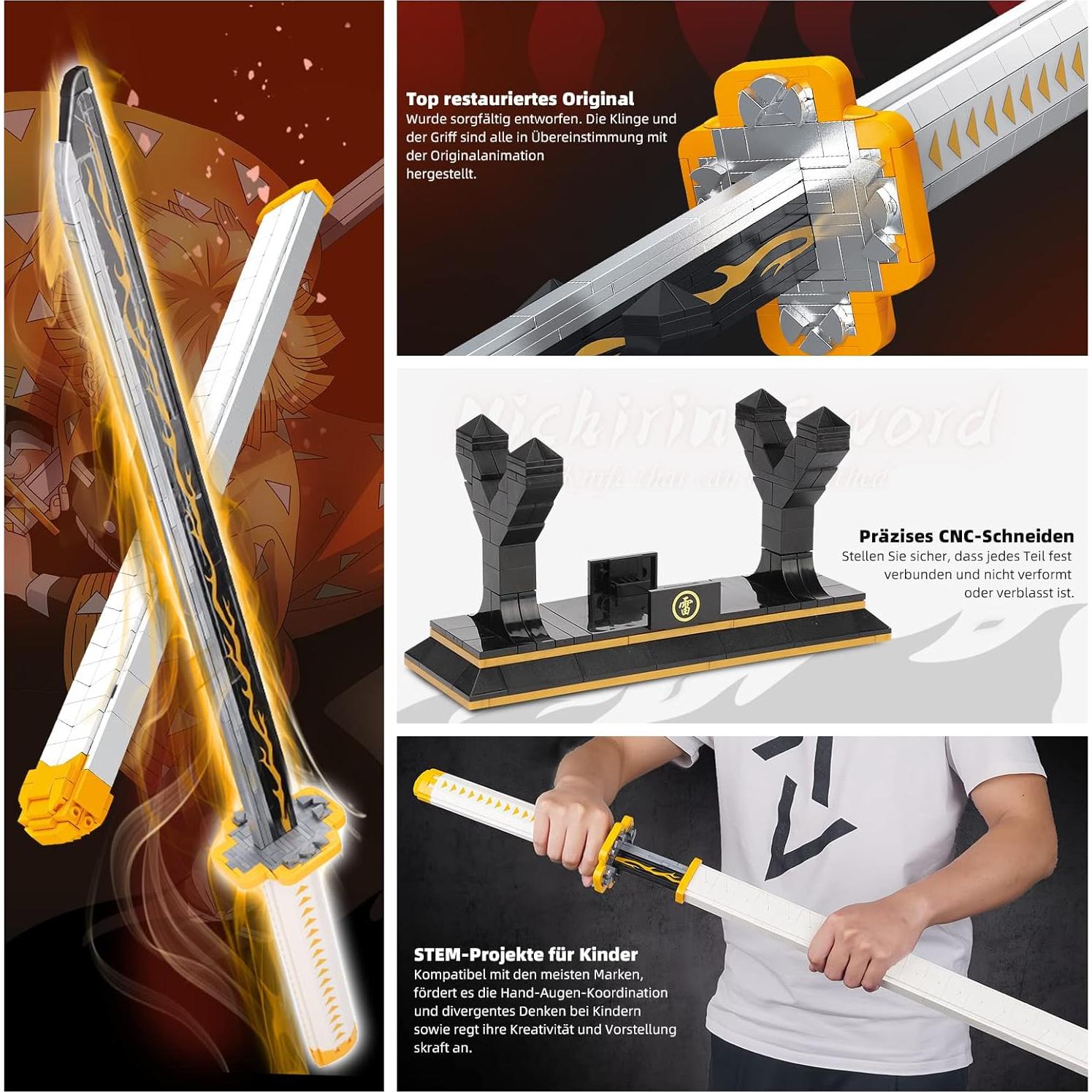 Espada Agatsuma Zenitsu Demon Slayer 956 Piezas con Soporte