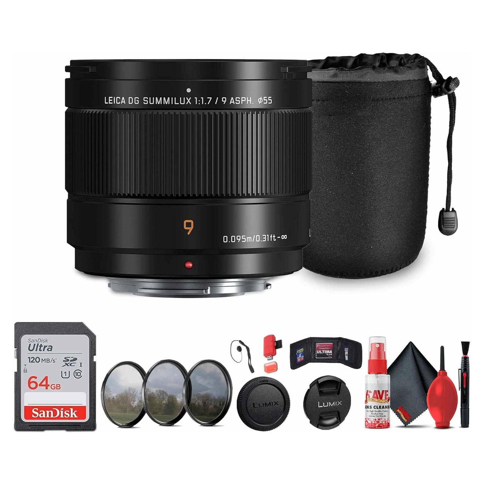 Lente Panasonic Leica DG Summilux 9mm f/1.7 ASPH + Accesorios