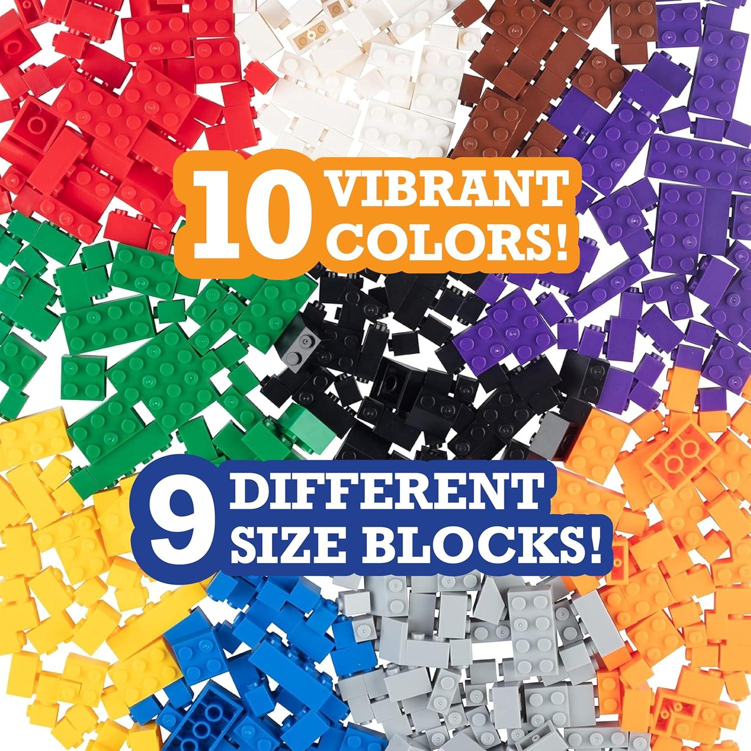 Bloques de Construcción SCS Direct - Set 1000 Piezas - 10 Colores