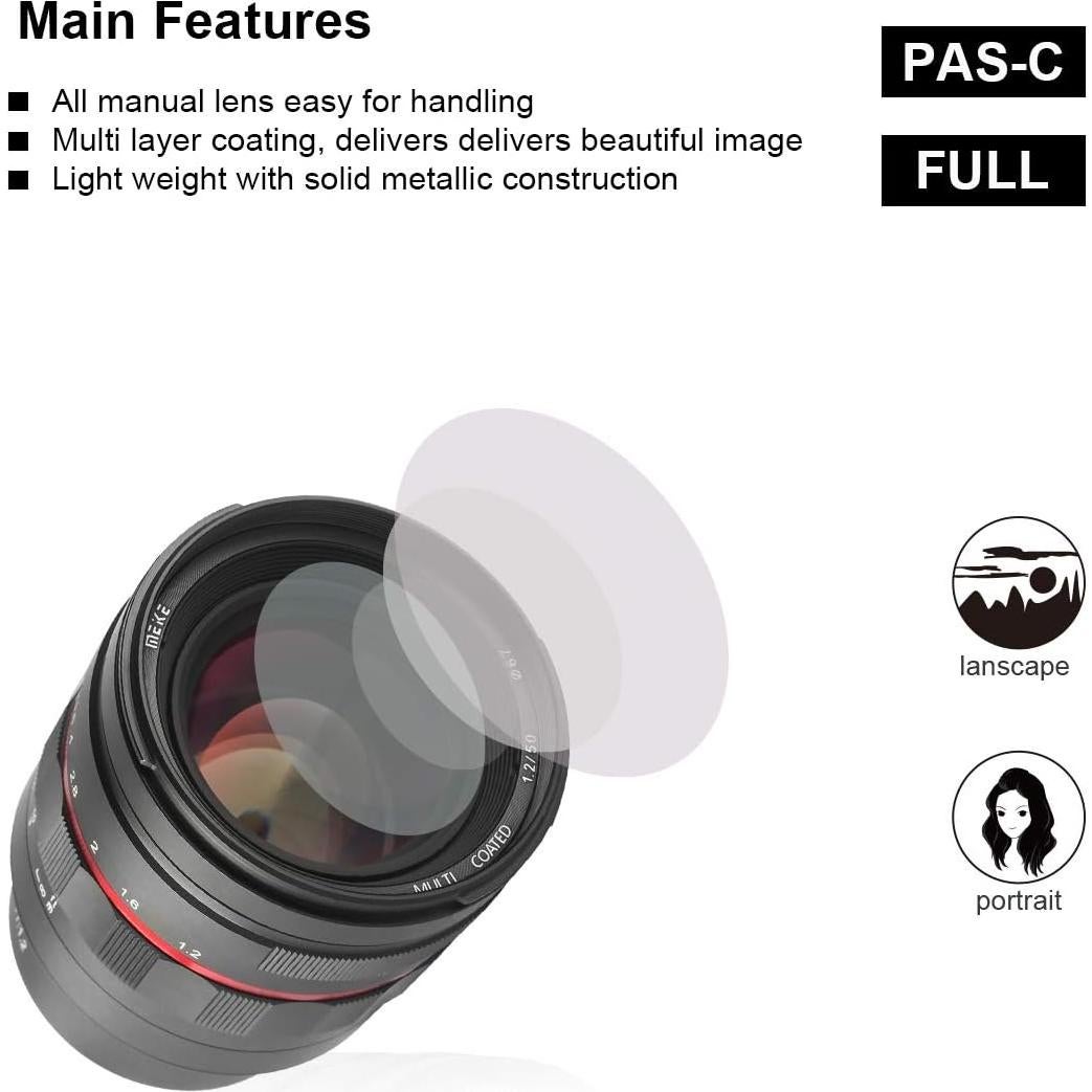 Lente Meike 50mm F1.2 Manual para Cámaras Sony E-Mount