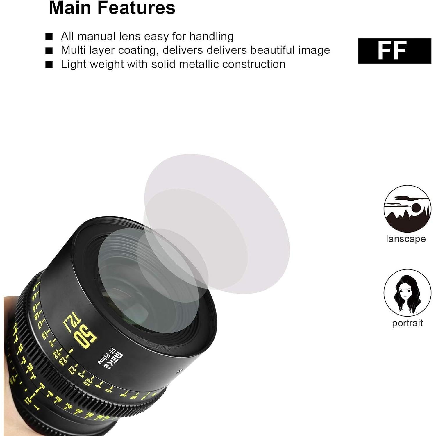 Lente de Cine MEKE 50mm T2.1 Manual Montura EF