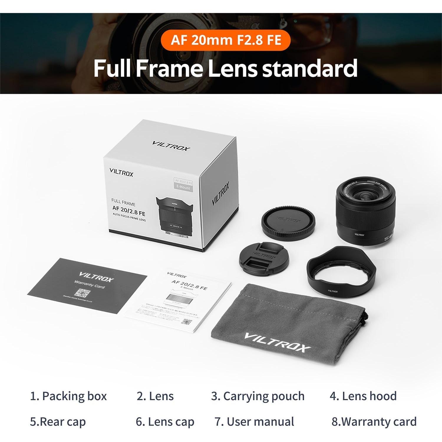 Lente VILTROX AF 20mm f2.8 FE para Cámara Sony E-Mount