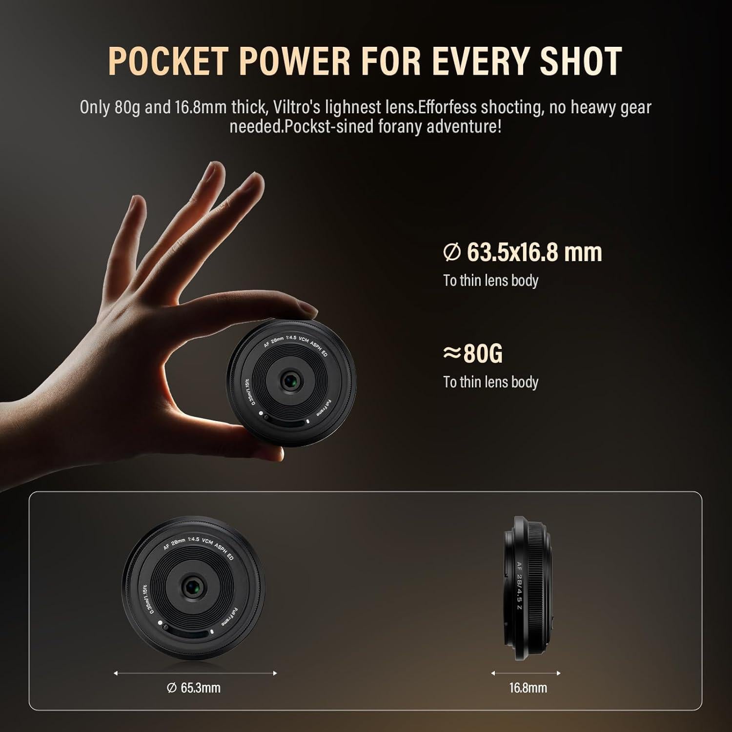 Lente Pancake VILTROX 28mm f/4.5 para Nikon - Ultra Delgado