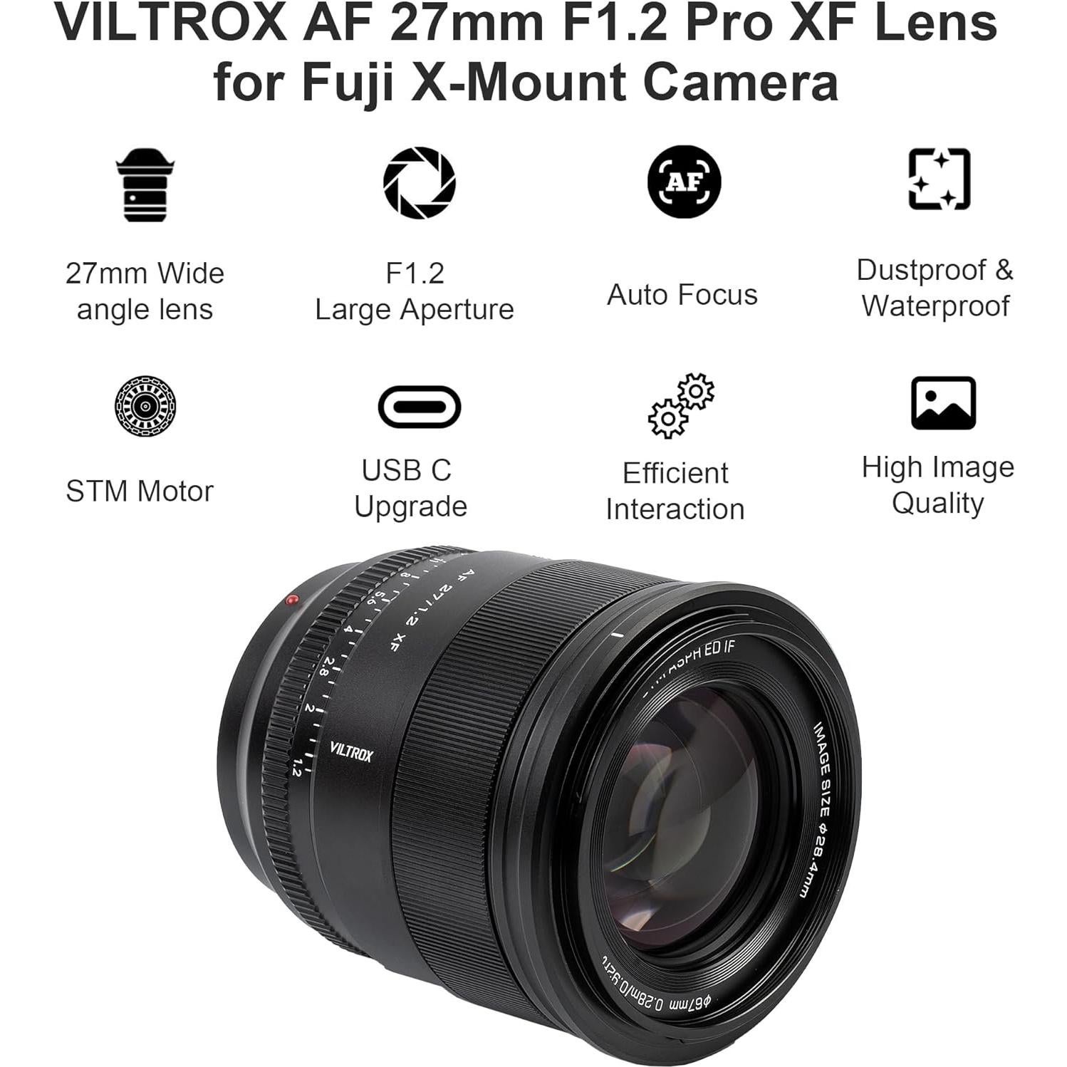 Lente VILTROX 27mm F1.2 Pro XF para Fujifilm X-Mount