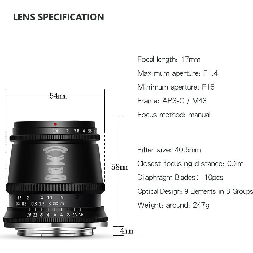 Lente Gran Angular 17mm F1.4 TTArtisan para Nikon Z