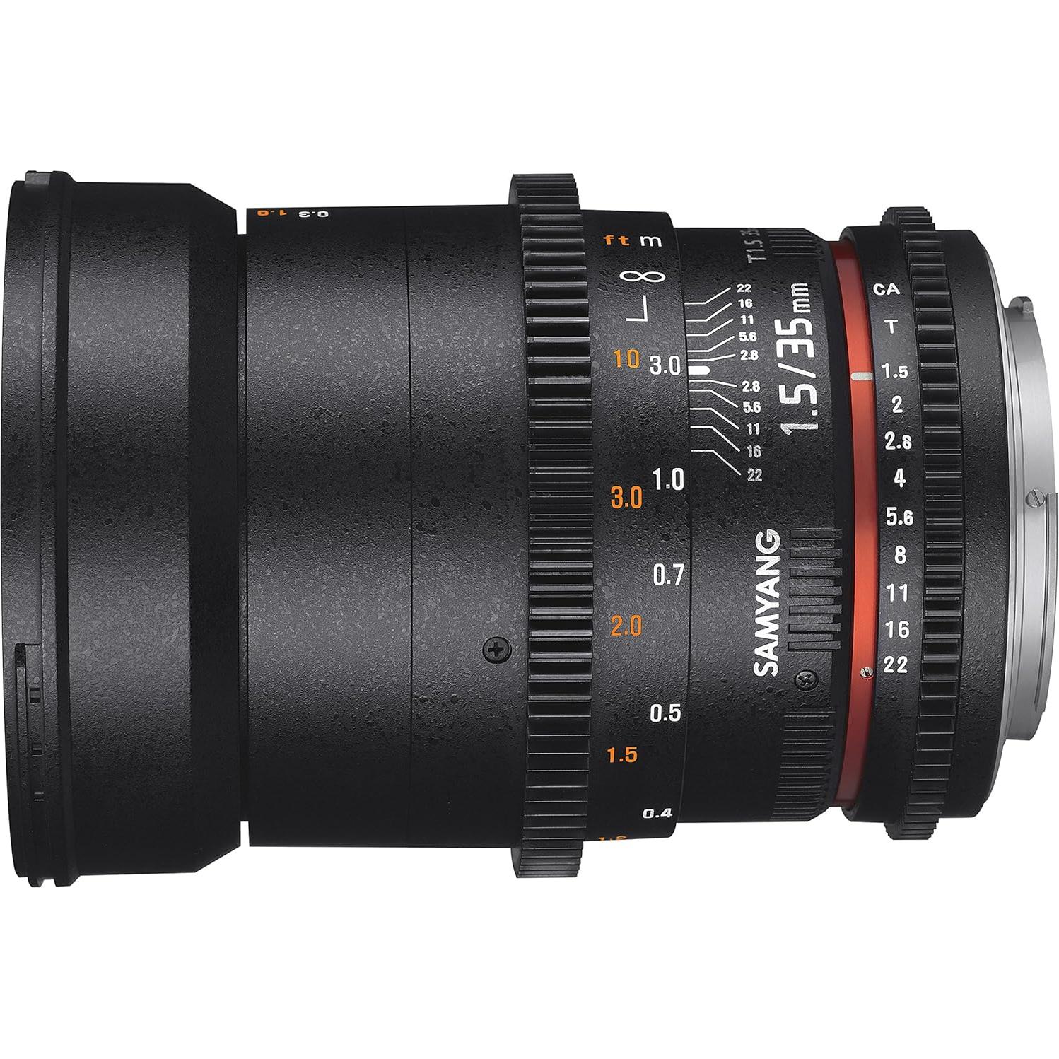 Lente Cine Gran Angular Samyang VDSLR II 35mm T1.5 para Nikon FX