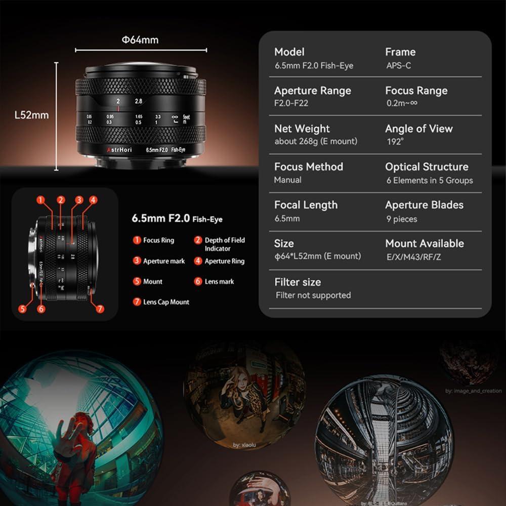 Lente Ojo de Pez AstrHori 6.5mm F2.0 para Sony E