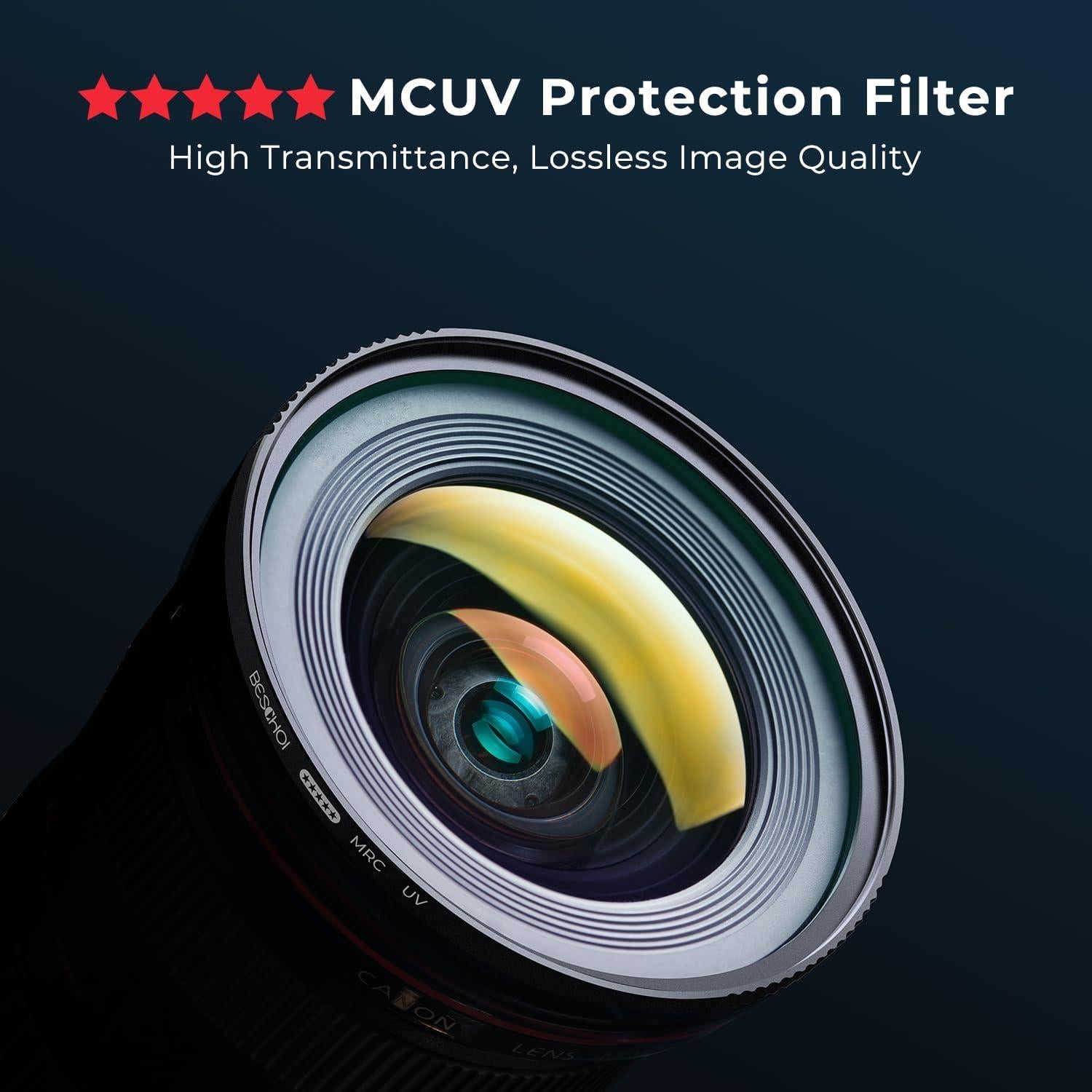 Filtro UV de Protección Beschoi 72mm - Vidrio Óptico HD