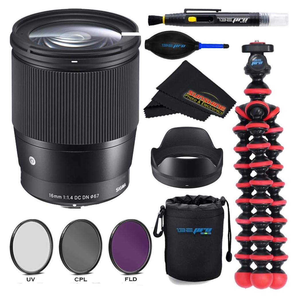 Lente Sigma 16mm f/1.4 DC DN para Sony E + Paquete Básico