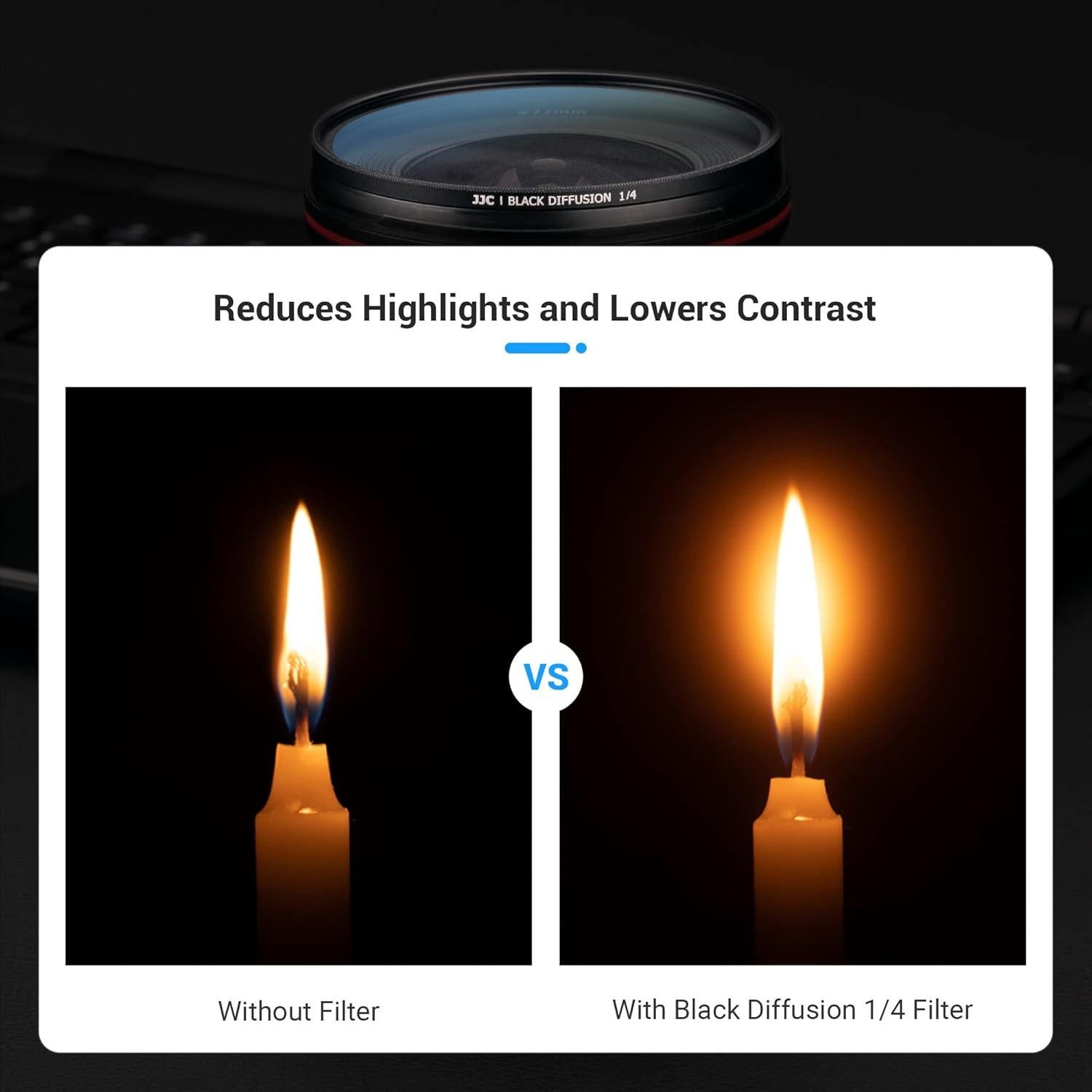 Filtro de Difusión Negra 1/4 JJC 52mm para Fotografía y Video