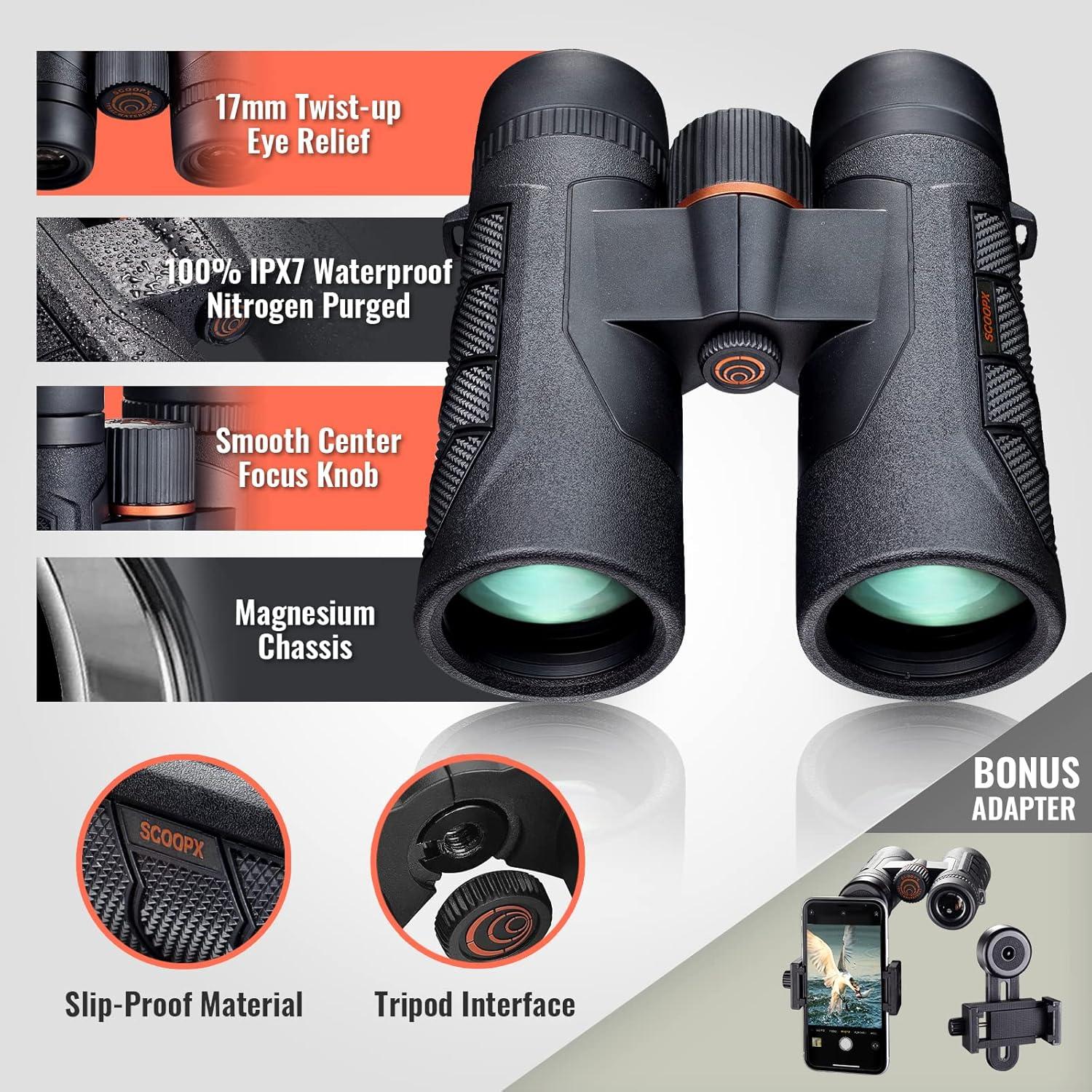 Prismáticos Ultra HD ScoopX S-BW19 10x42 Impermeables 0.68kg