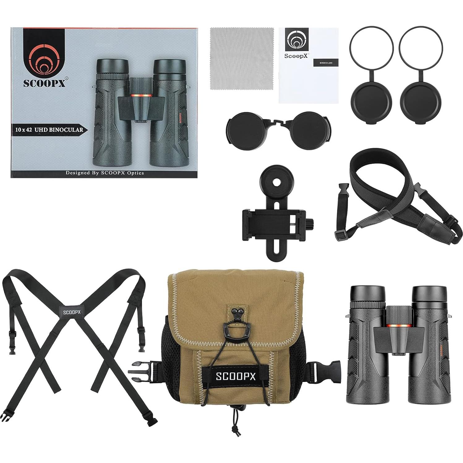 Prismáticos Ultra HD ScoopX S-BW19 10x42 Impermeables 0.68kg