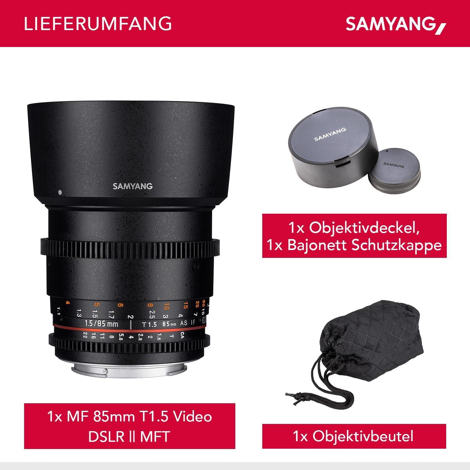 Lente Samyang 85mm T1.5 VDSLR II Micro Cuatro Tercios