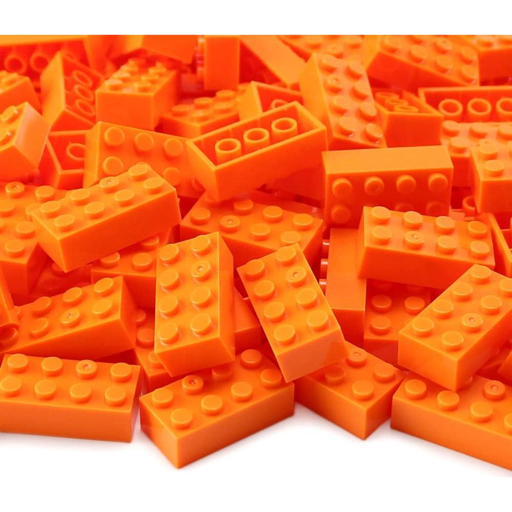 Feleph 100 Piezas Ladrillos Naranjas 2x4 Accesorios de Juego