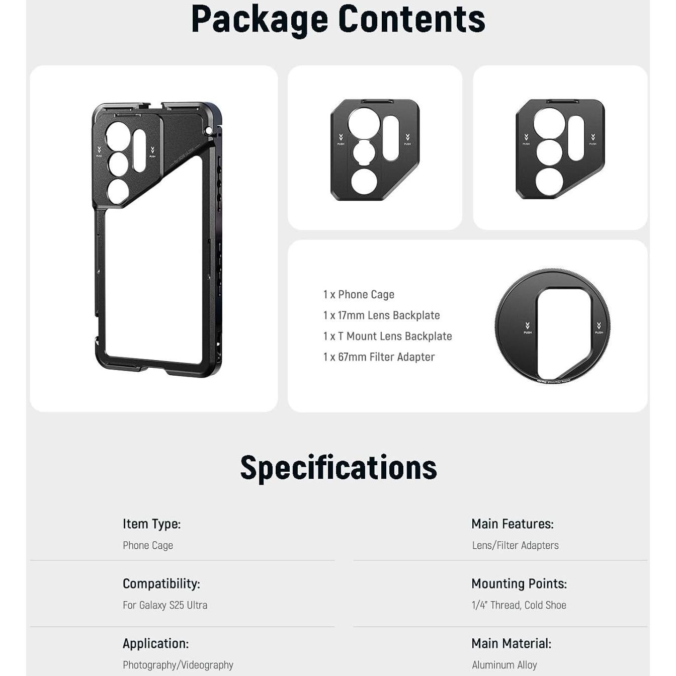 Cage para Teléfono NEEWER PA082 para Samsung Galaxy S25 Ultra