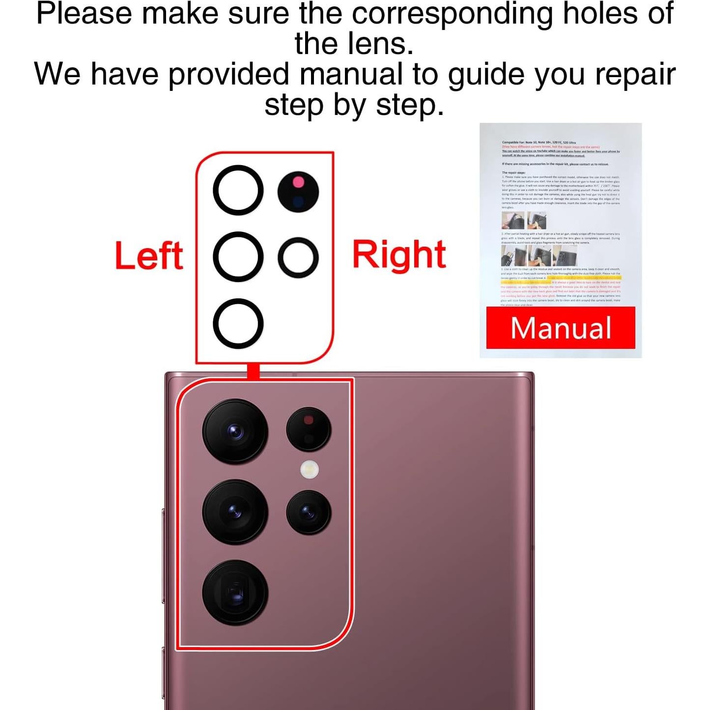 2 Cristales de Lente de Cámara ASDAWN para Galaxy S22 Ultra